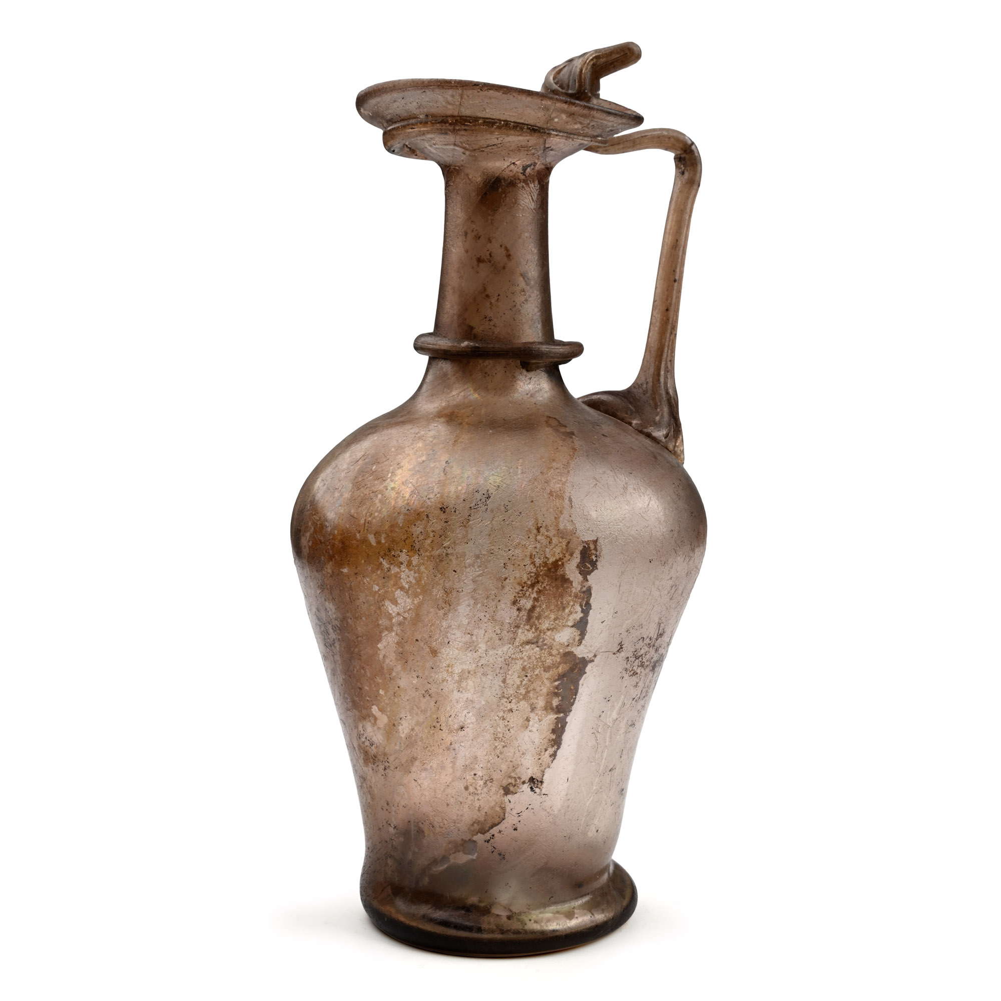 Large Roman Aubergine Glass Jug