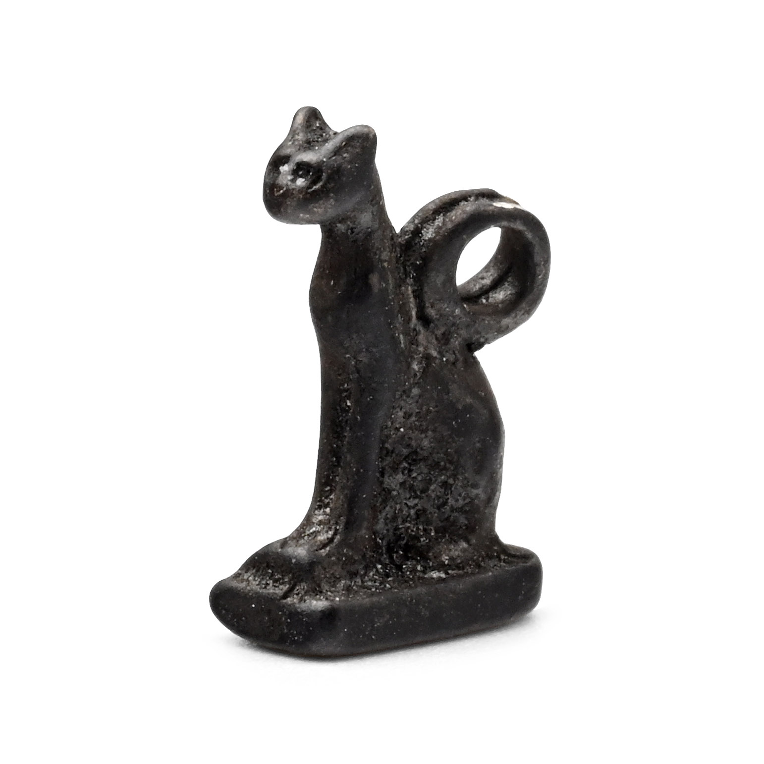 Egyptian Silver Bastet as Seated Cat Amulet