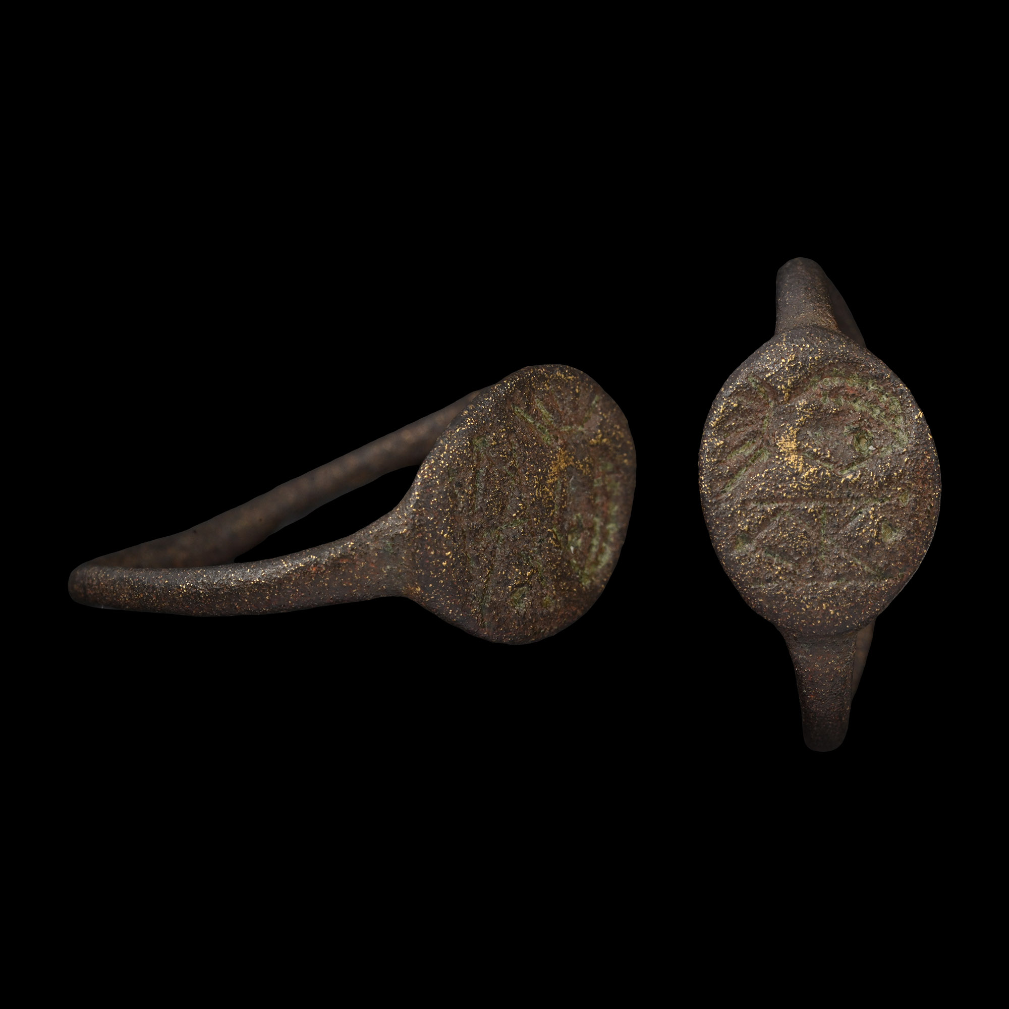 Roman Bronze Ring with Portrait Facing Right