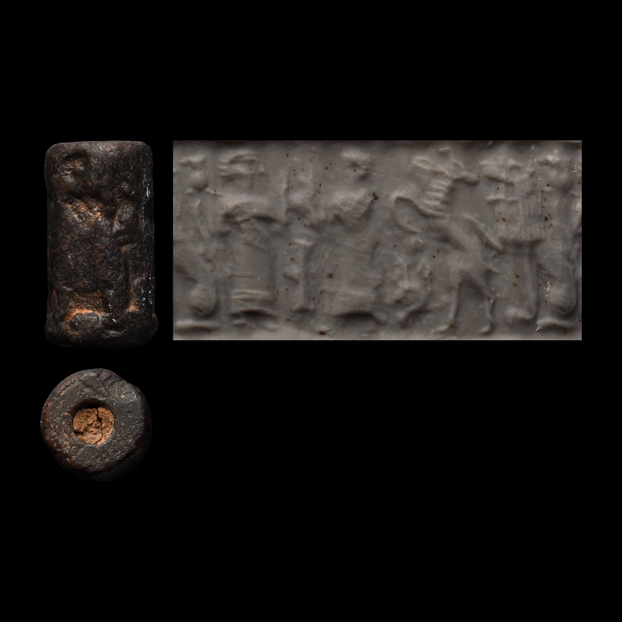 Western Asiatic Haematite Cylinder Seal with Processional Scene