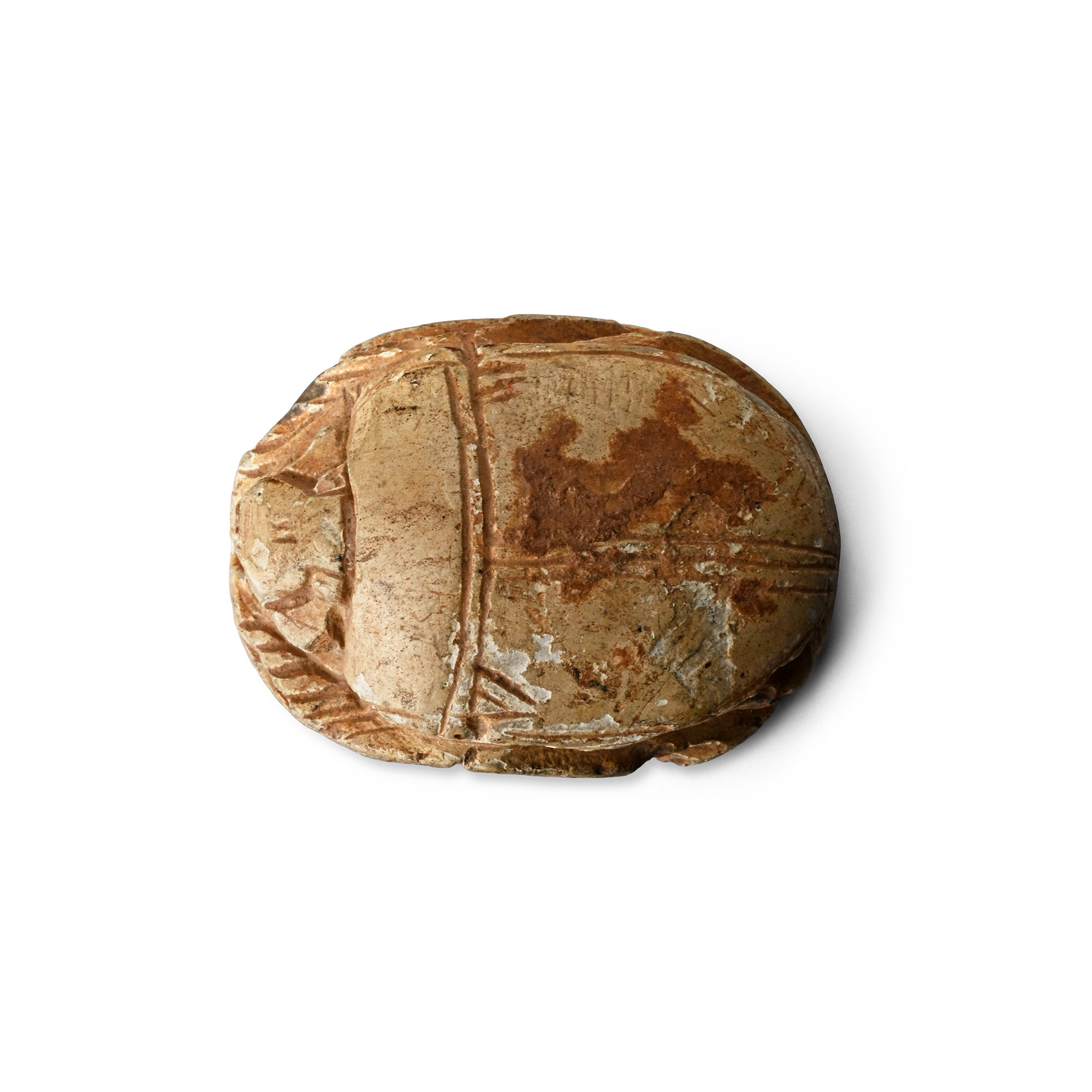 Large Egyptian Steatite Scarab with Bes and Cartouches of Thutmose III