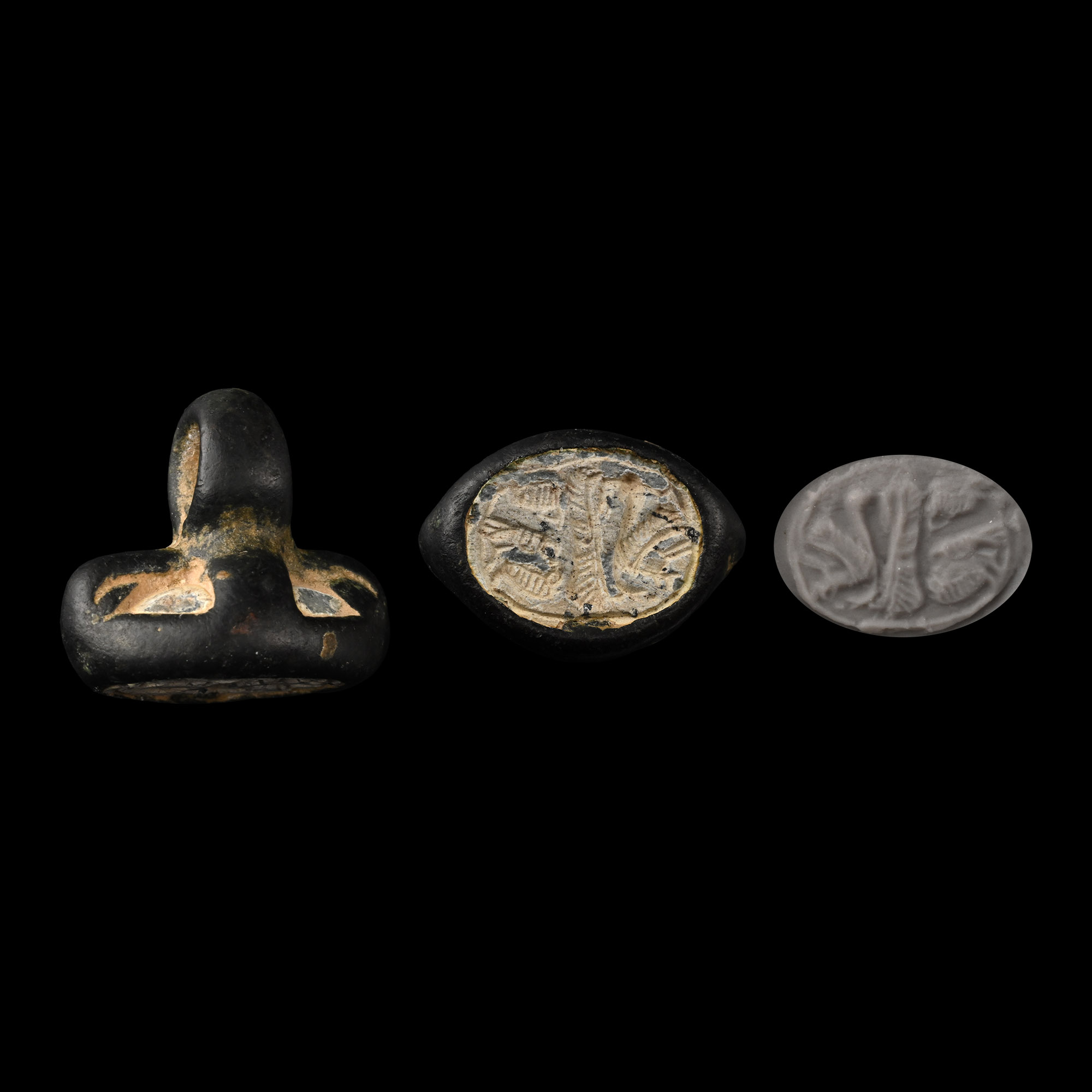 Egyptian Stone Scarab in Bronze Pendant