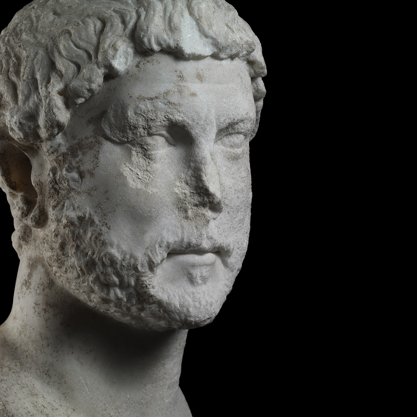 Twice the Life-Size Marble Portrait of Emperor Hadrian