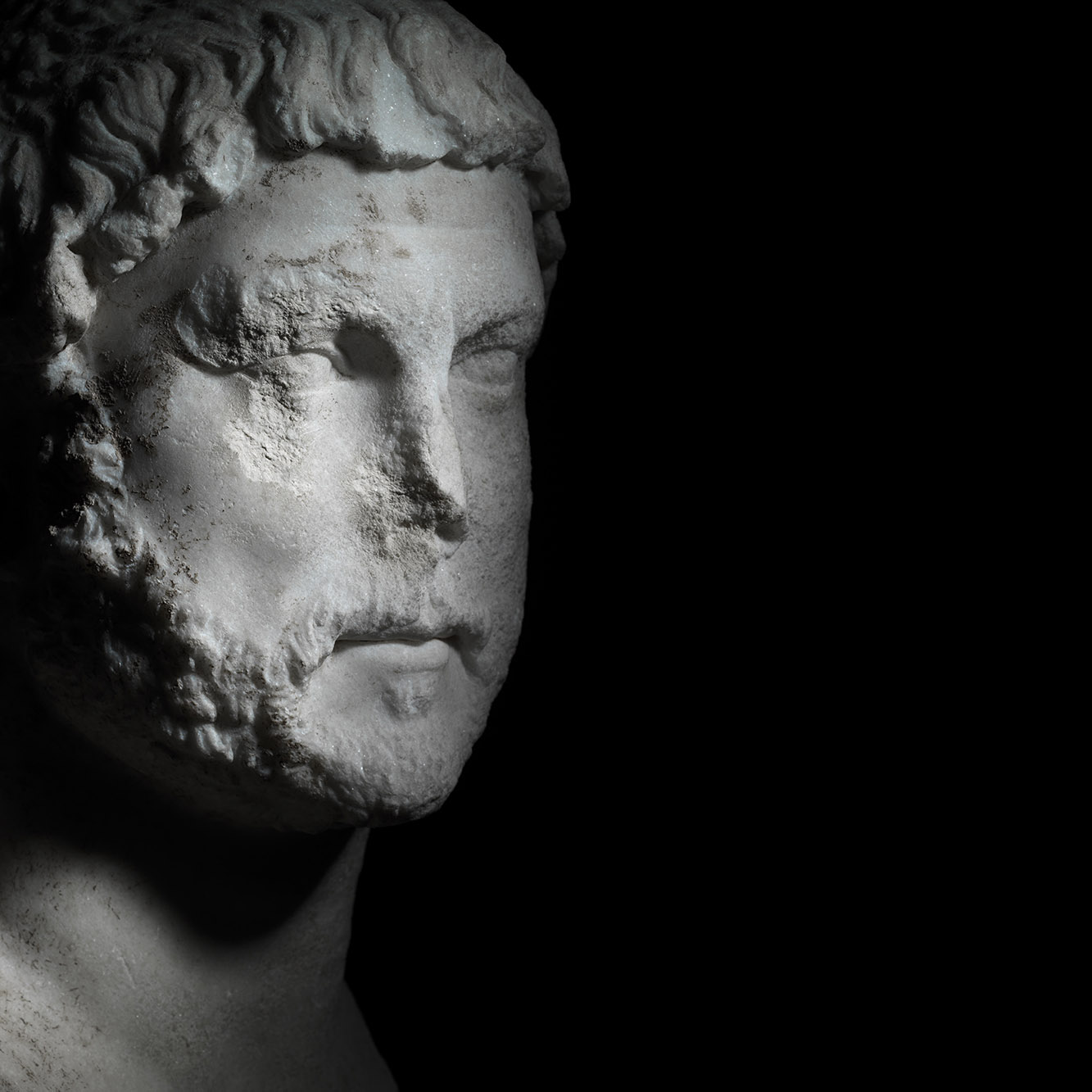 Twice the Life-Size Marble Portrait of Emperor Hadrian