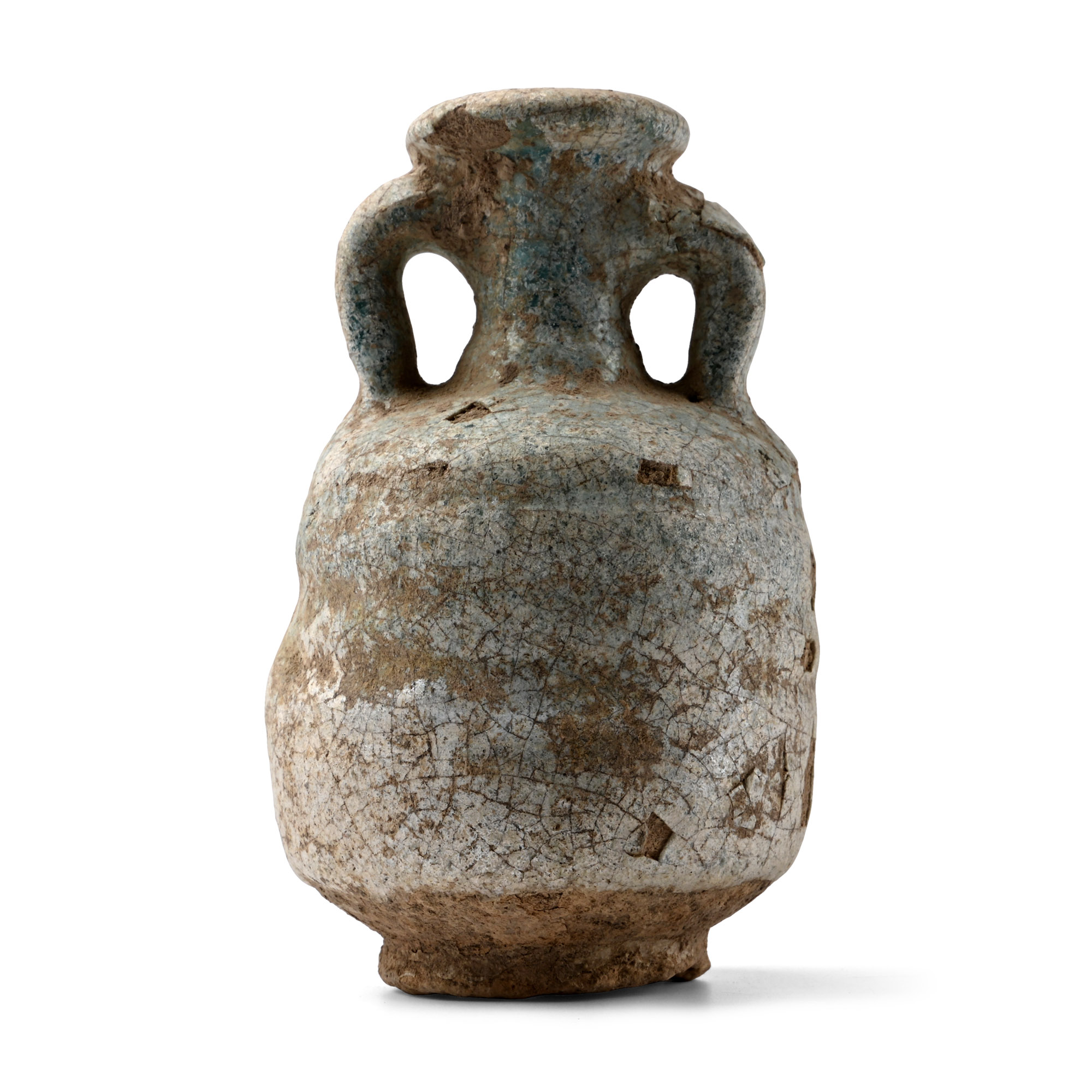 Lead-Glazed Ribbed Glass Amphora