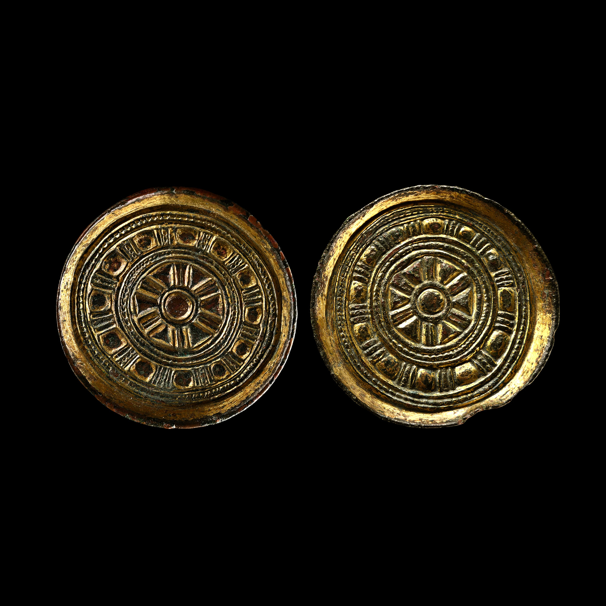 Anglo-Saxon Gilt Bronze Saucer Brooch Pair