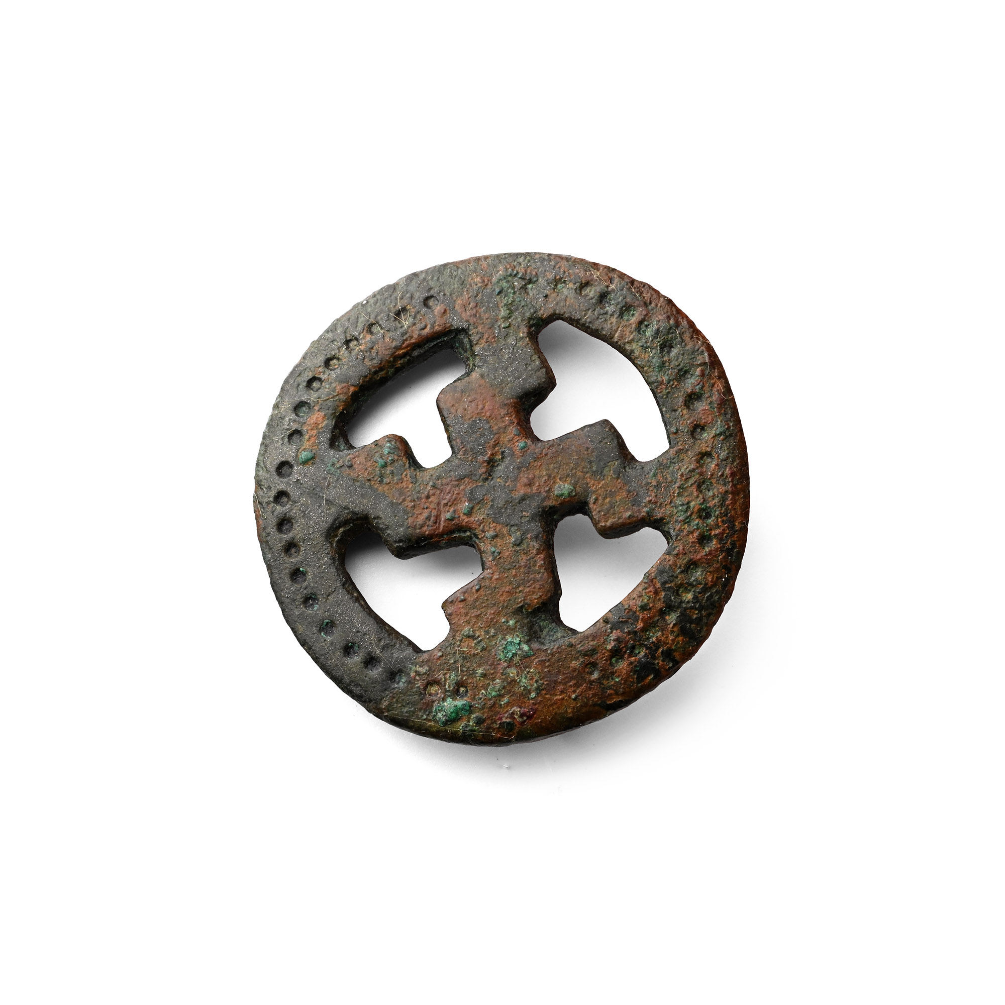 Anglo-Saxon Bronze Gammadion Disc Brooch