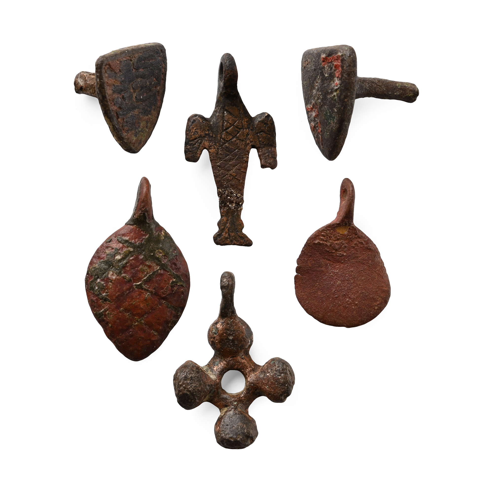Medieval Knight's Bronze Heraldic Horse Harness Pendant Group