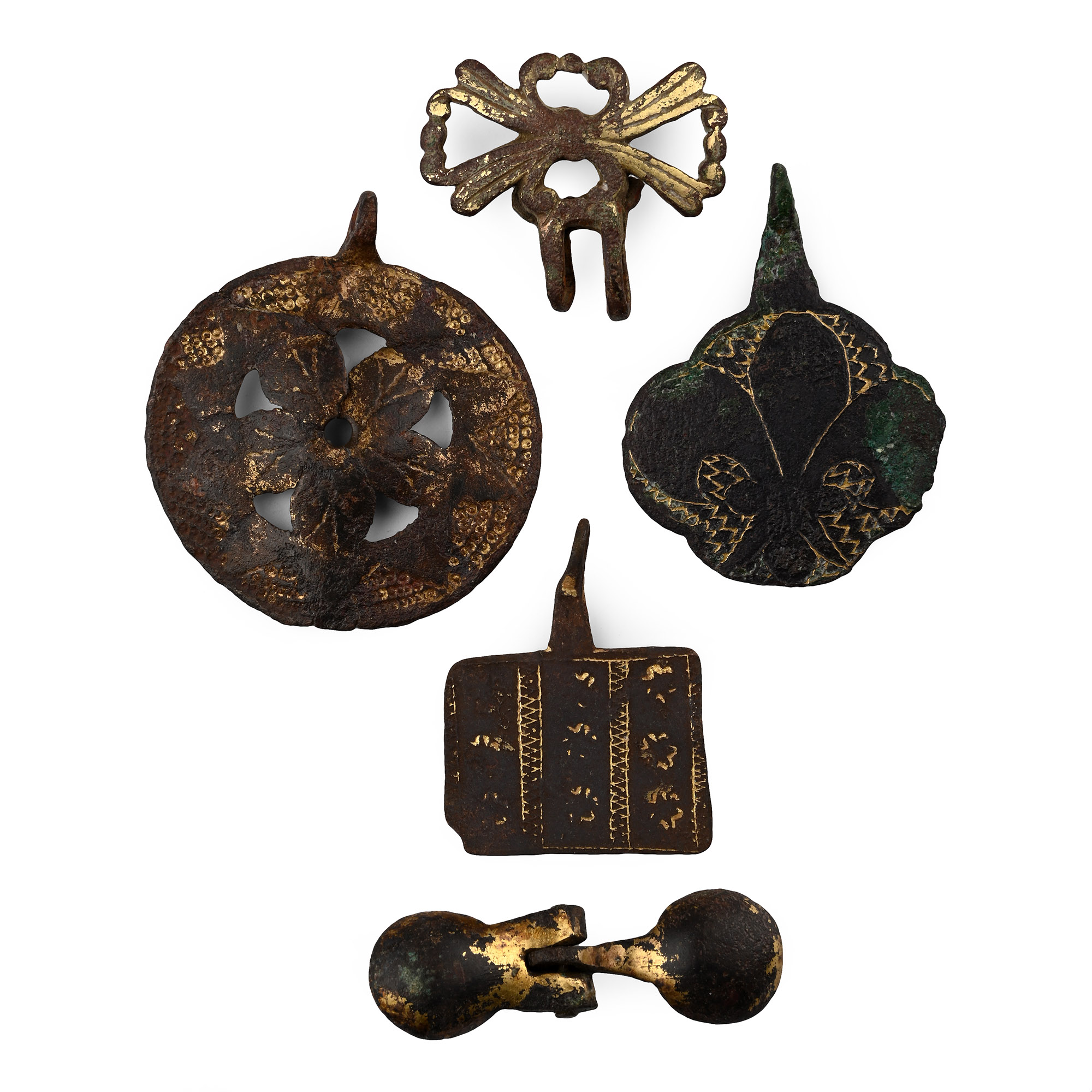 Medieval Knight's Bronze Heraldic Horse Harness Pendant Group