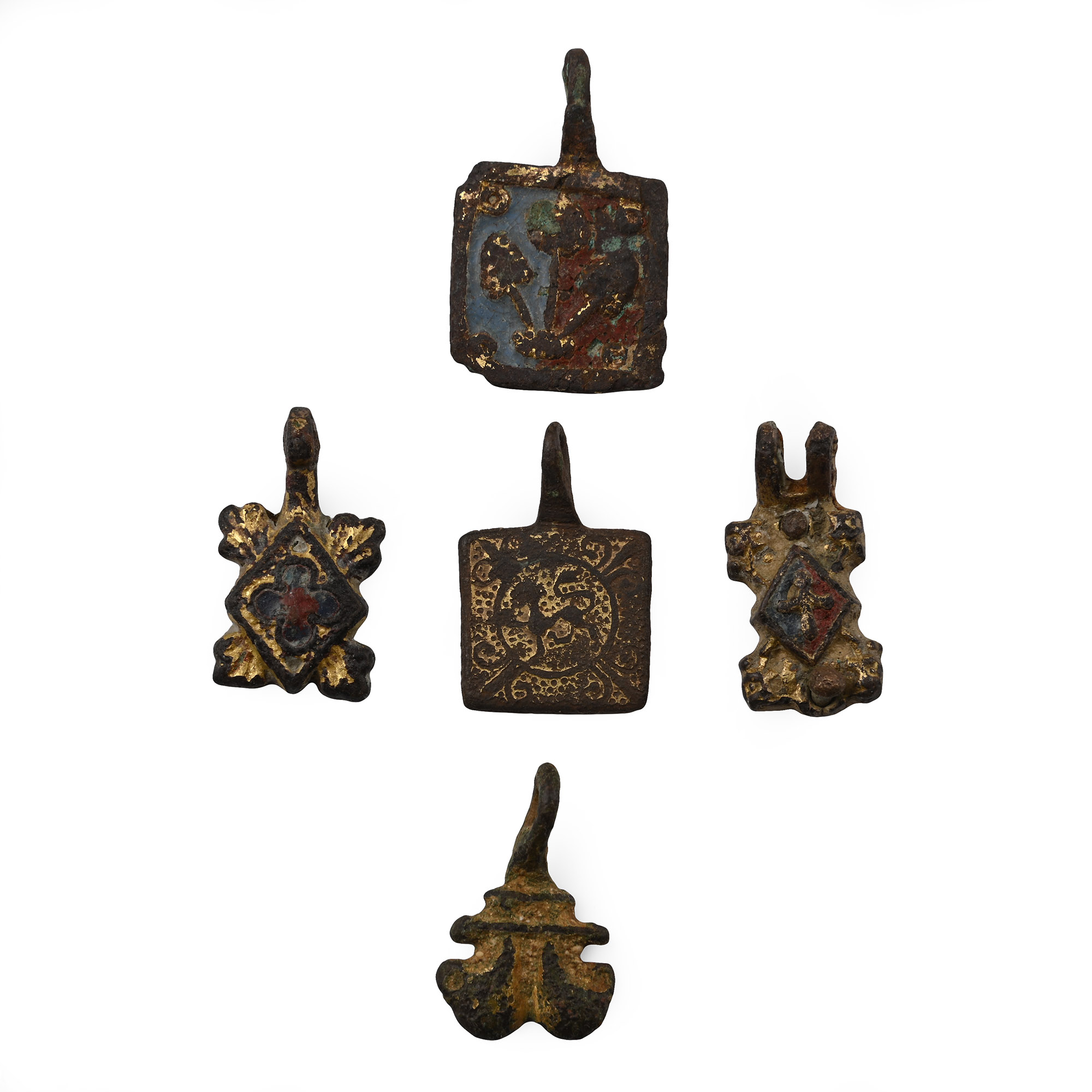 Medieval Knight's Bronze Heraldic Horse Harness Pendant Group