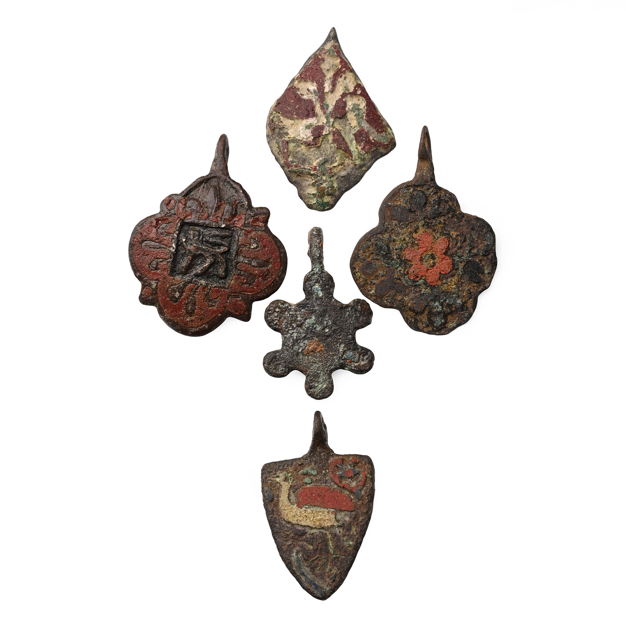 Medieval Knight's Bronze Heraldic Horse Harness Pendant Group