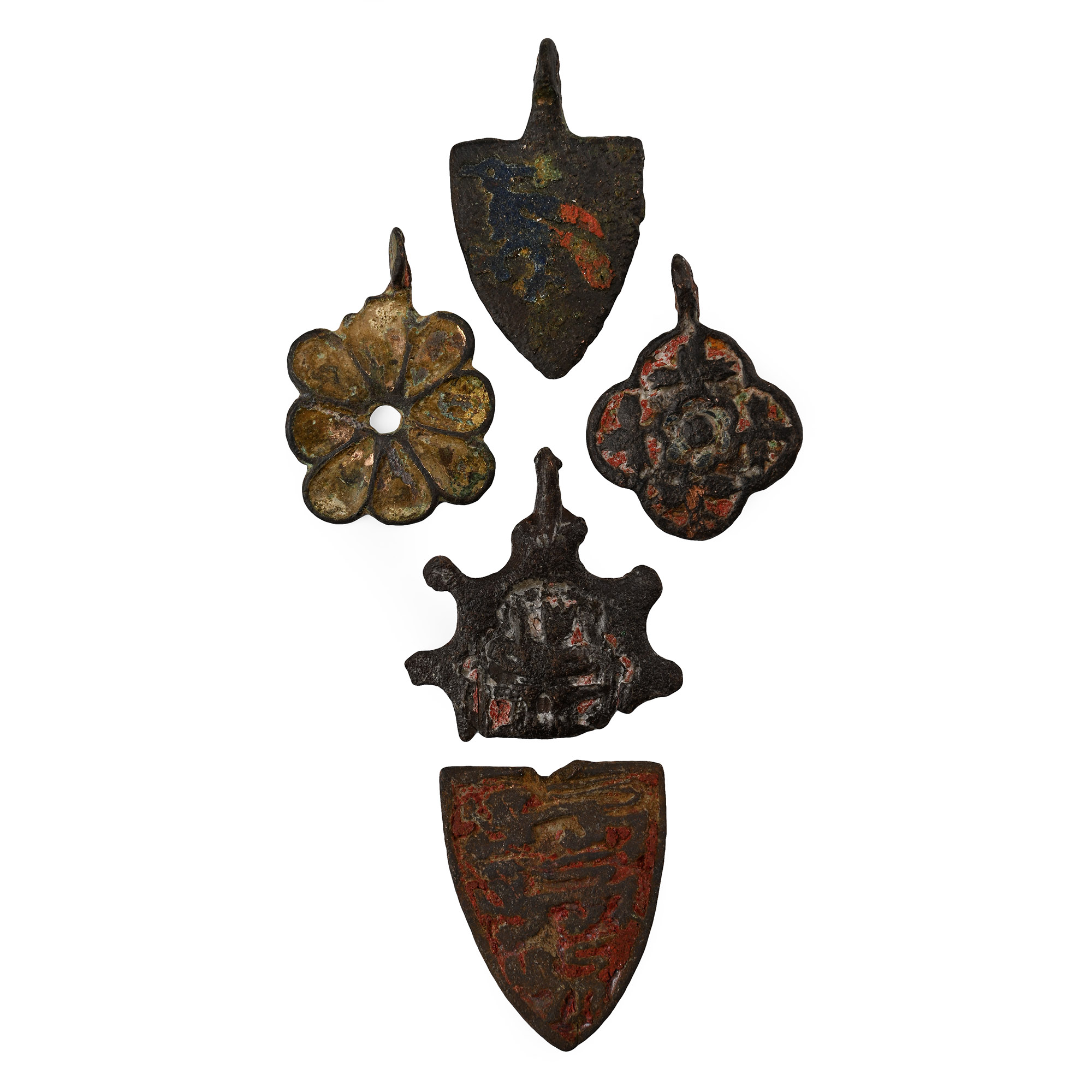 Medieval Knight's Bronze Heraldic Horse Harness Pendant Group