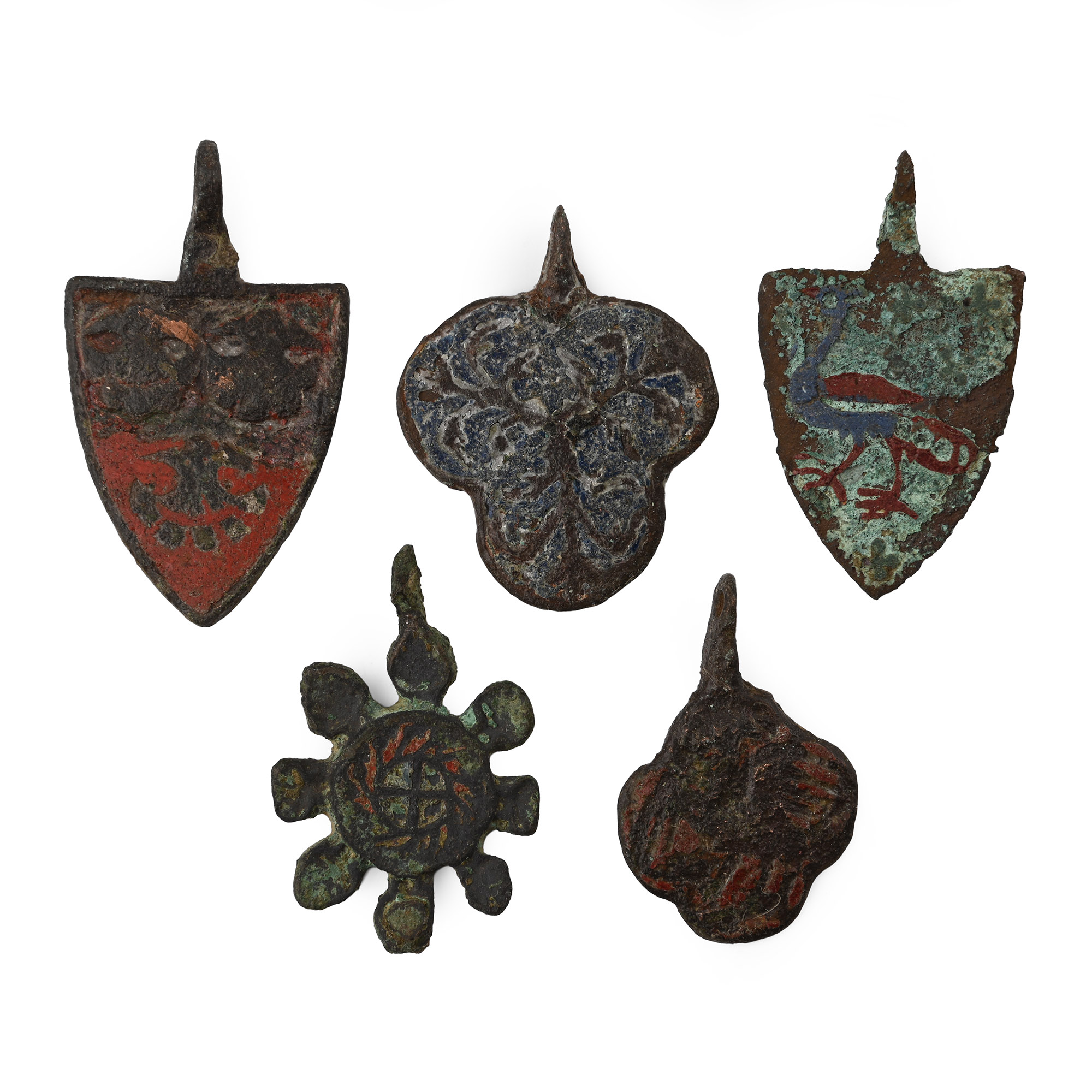 Medieval Knight's Bronze Heraldic Horse Harness Pendant Group