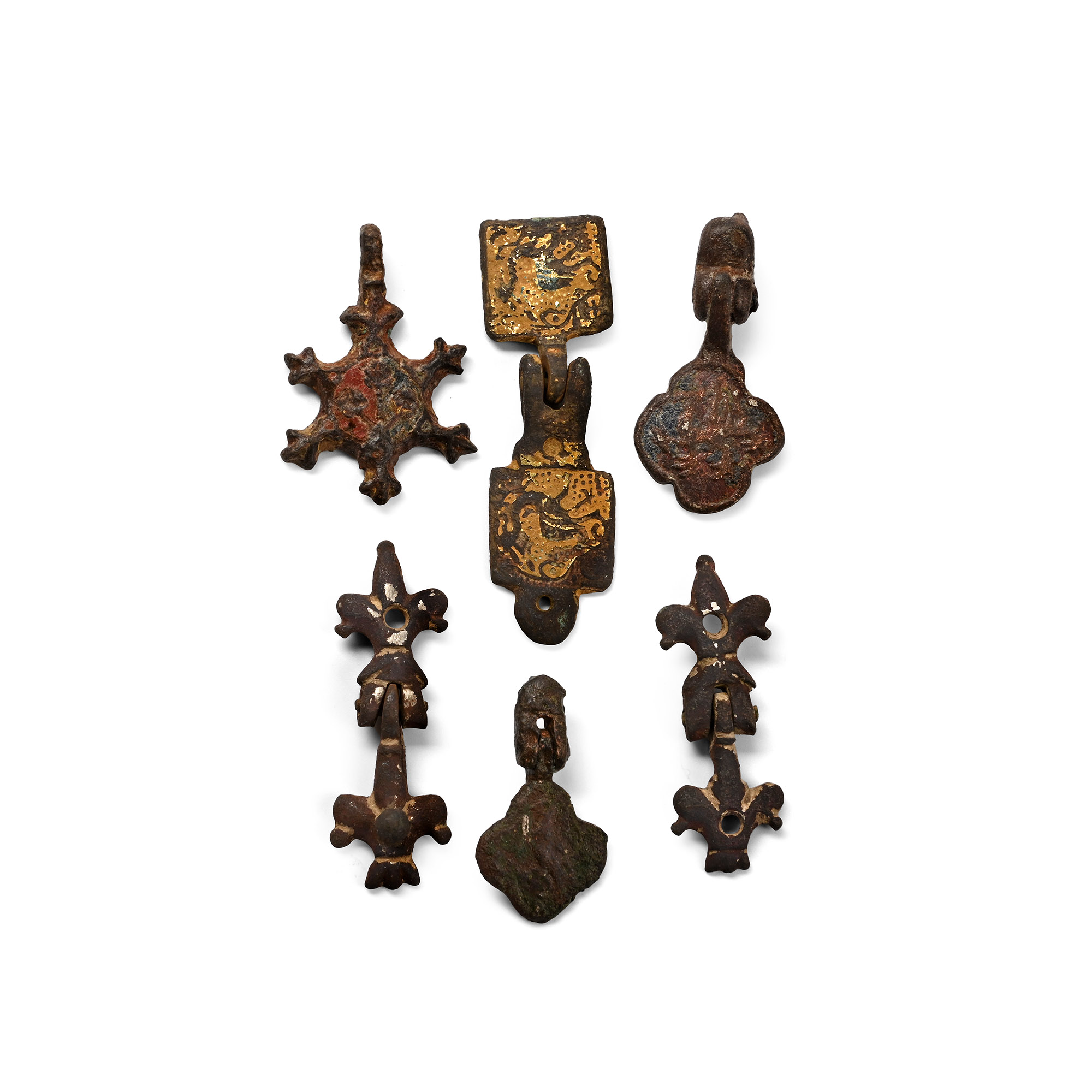 Medieval Knight's Bronze Heraldic Horse Harness Pendant Group
