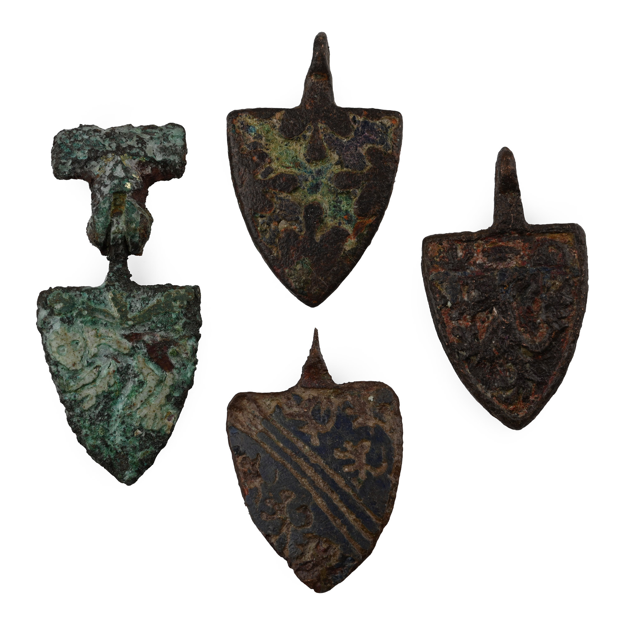 Medieval Knight's Bronze Heraldic Horse Harness Pendant Group
