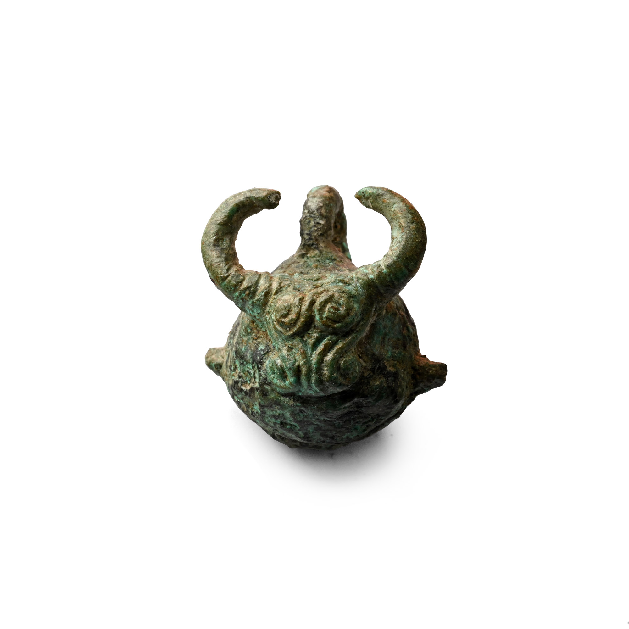 Medieval Bronze Crotal Bell with Bull's Head