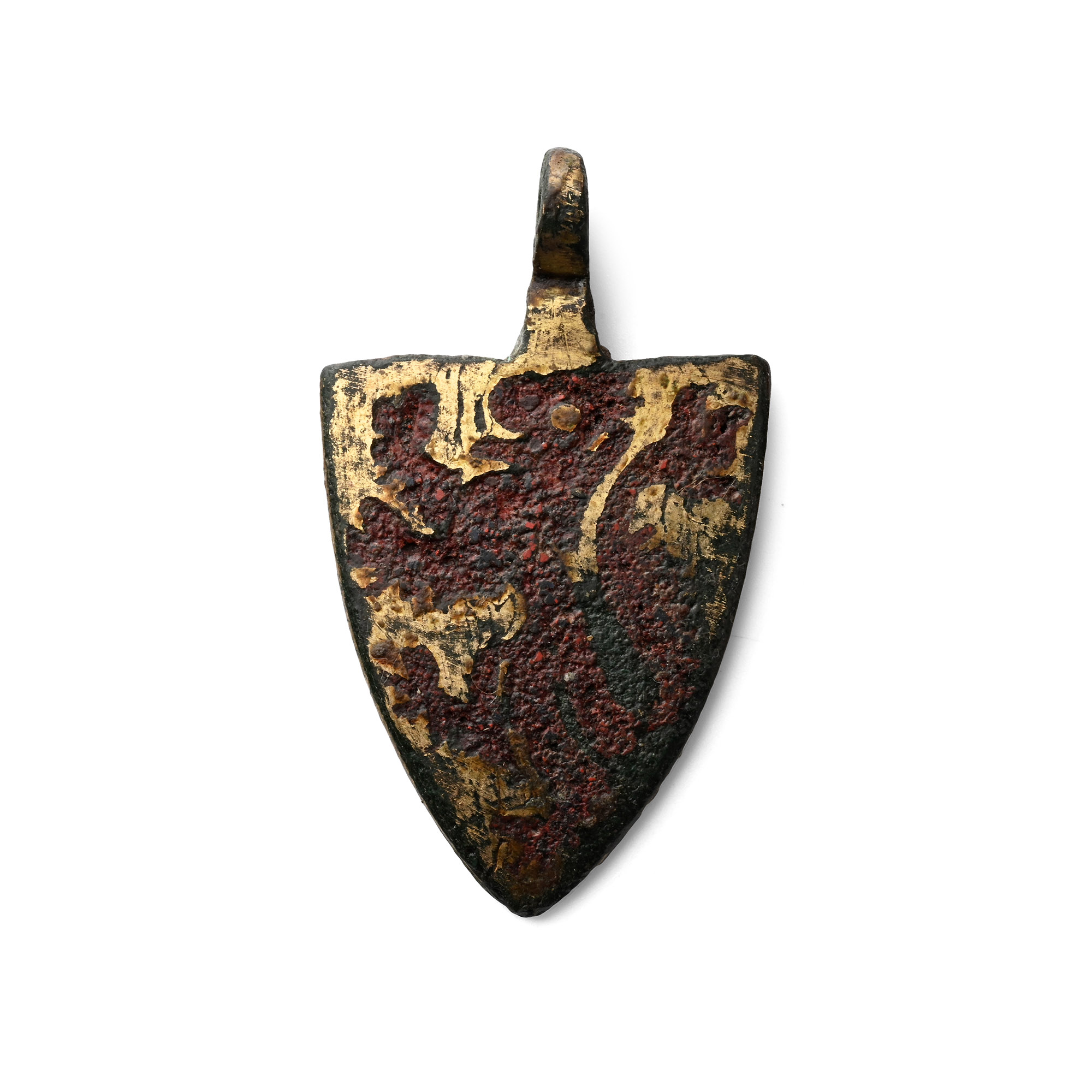Medieval Knight's Enamelled Bronze Heraldic Horse Harness Pendant