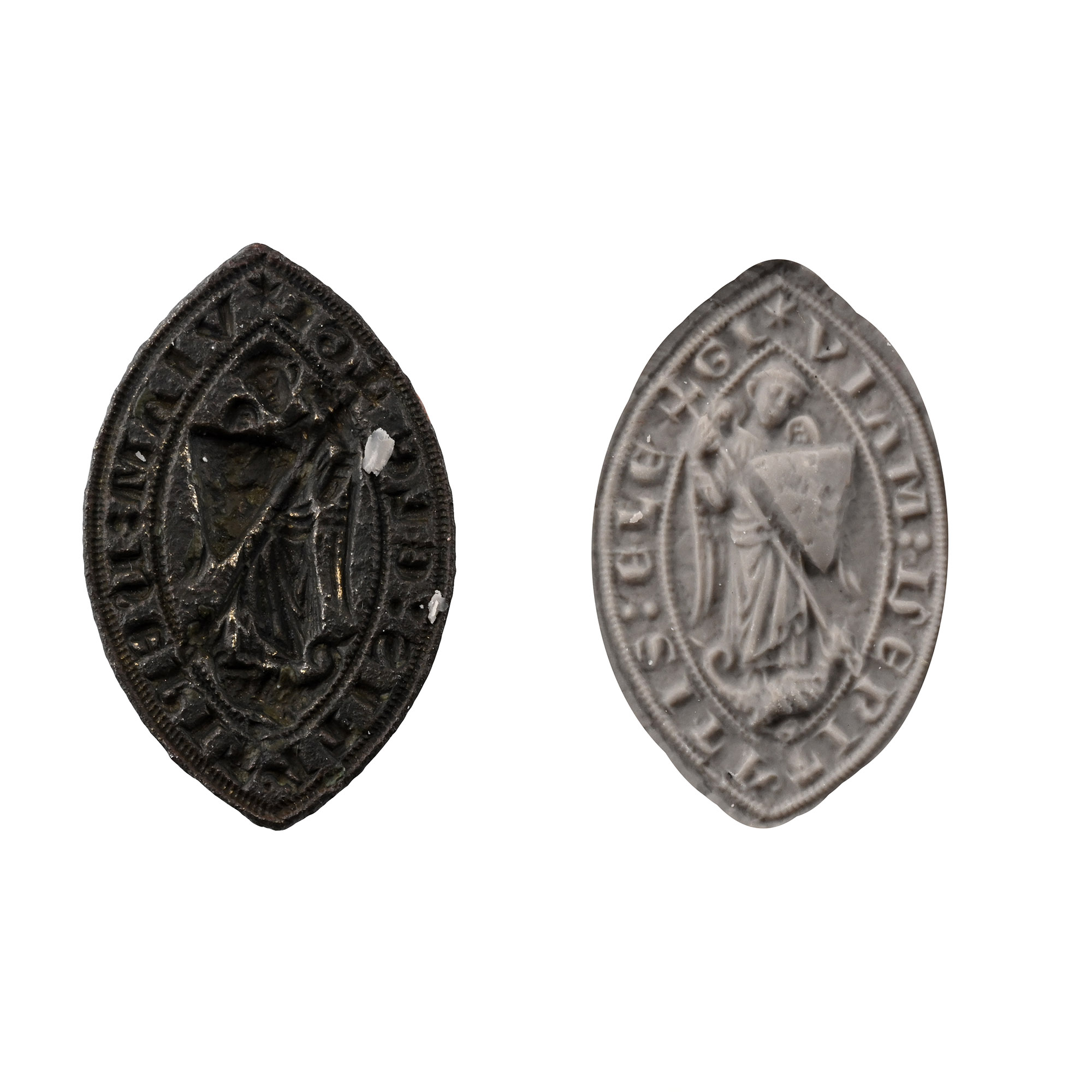 Medieval Bronze Ecclesiastical Vesica-Shaped Seal Matrix