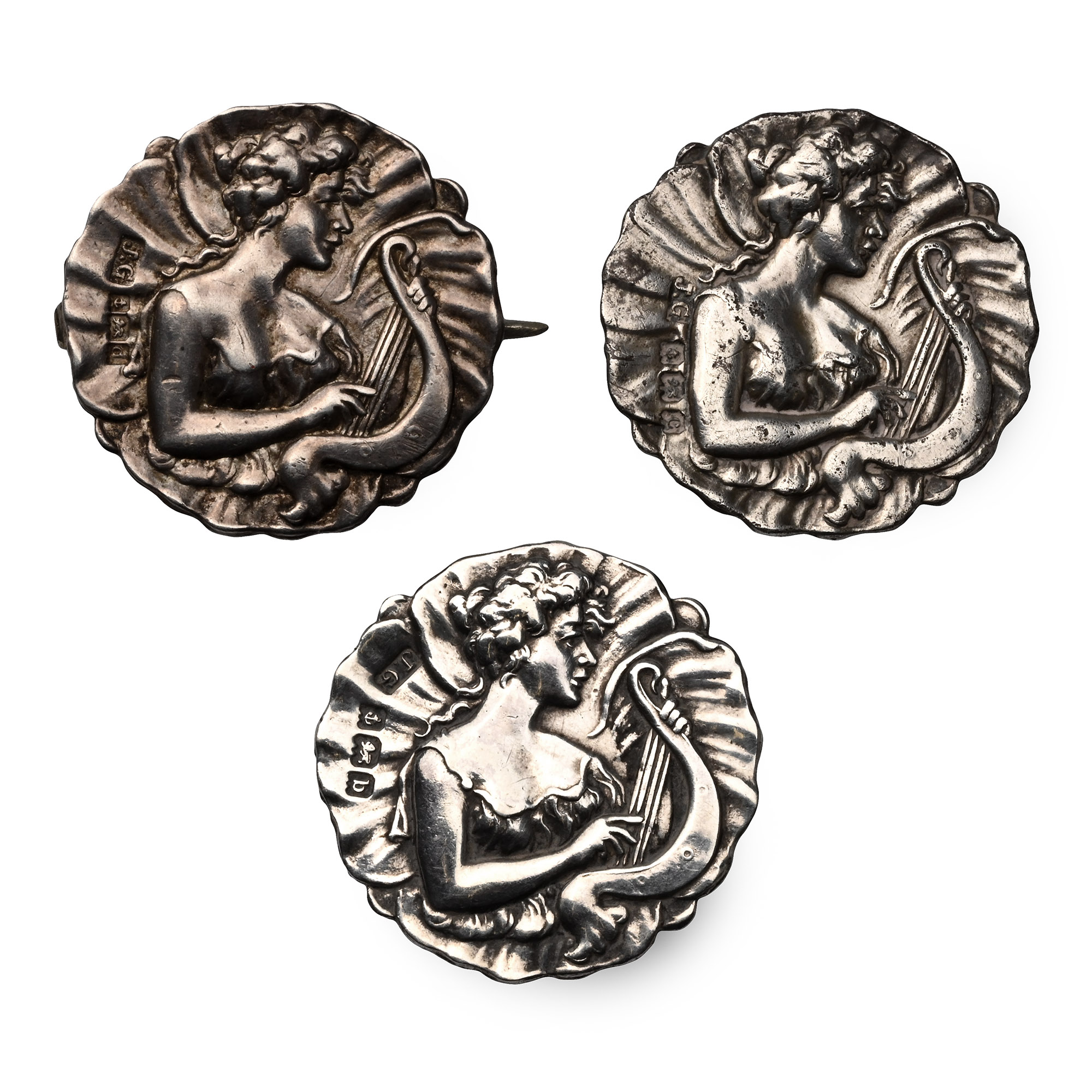 Silver Button and Brooch Set