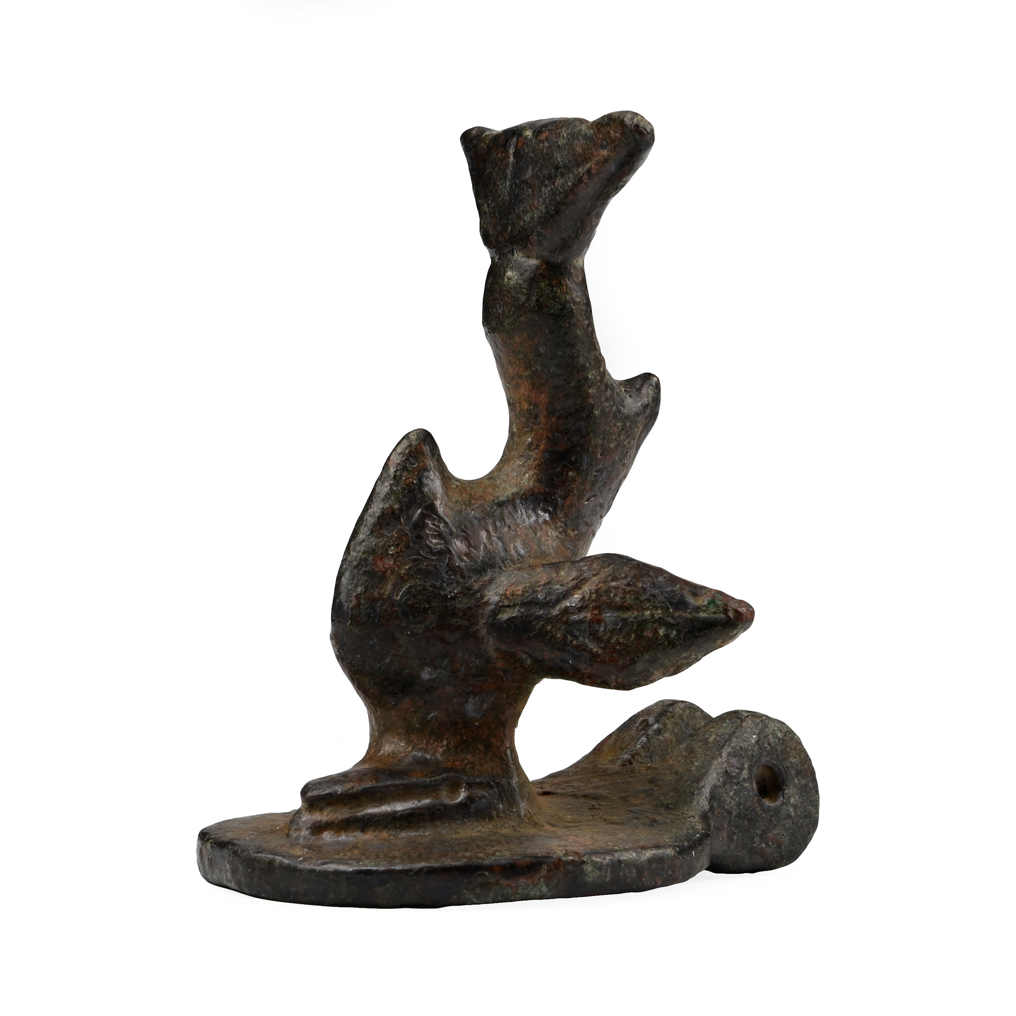 Roman Bronze Oil Lamp Lid with Dolphin