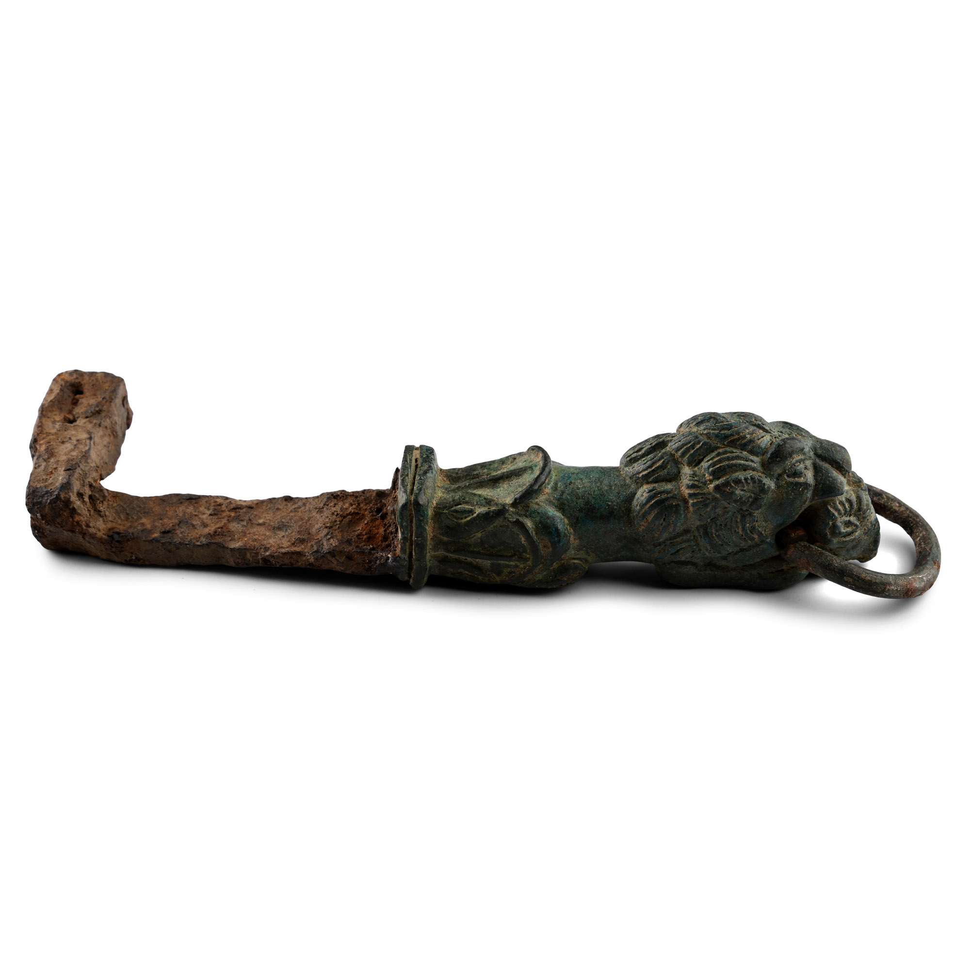 Roman Iron Key with Bronze Lion Handle