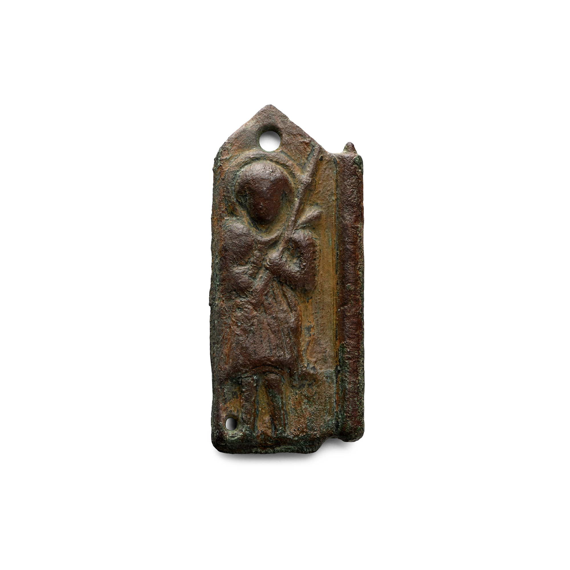 Byzantine Bronze Folding Icon with Military Saint