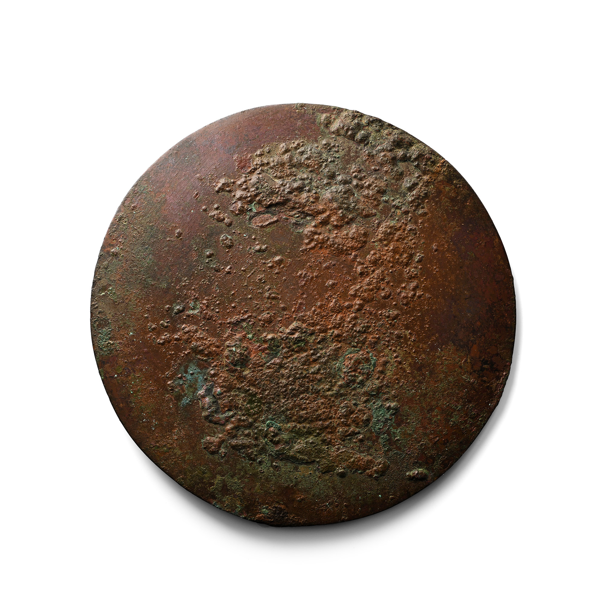 Large Roman Bronze Mirror with Three Graces Silver Plaque