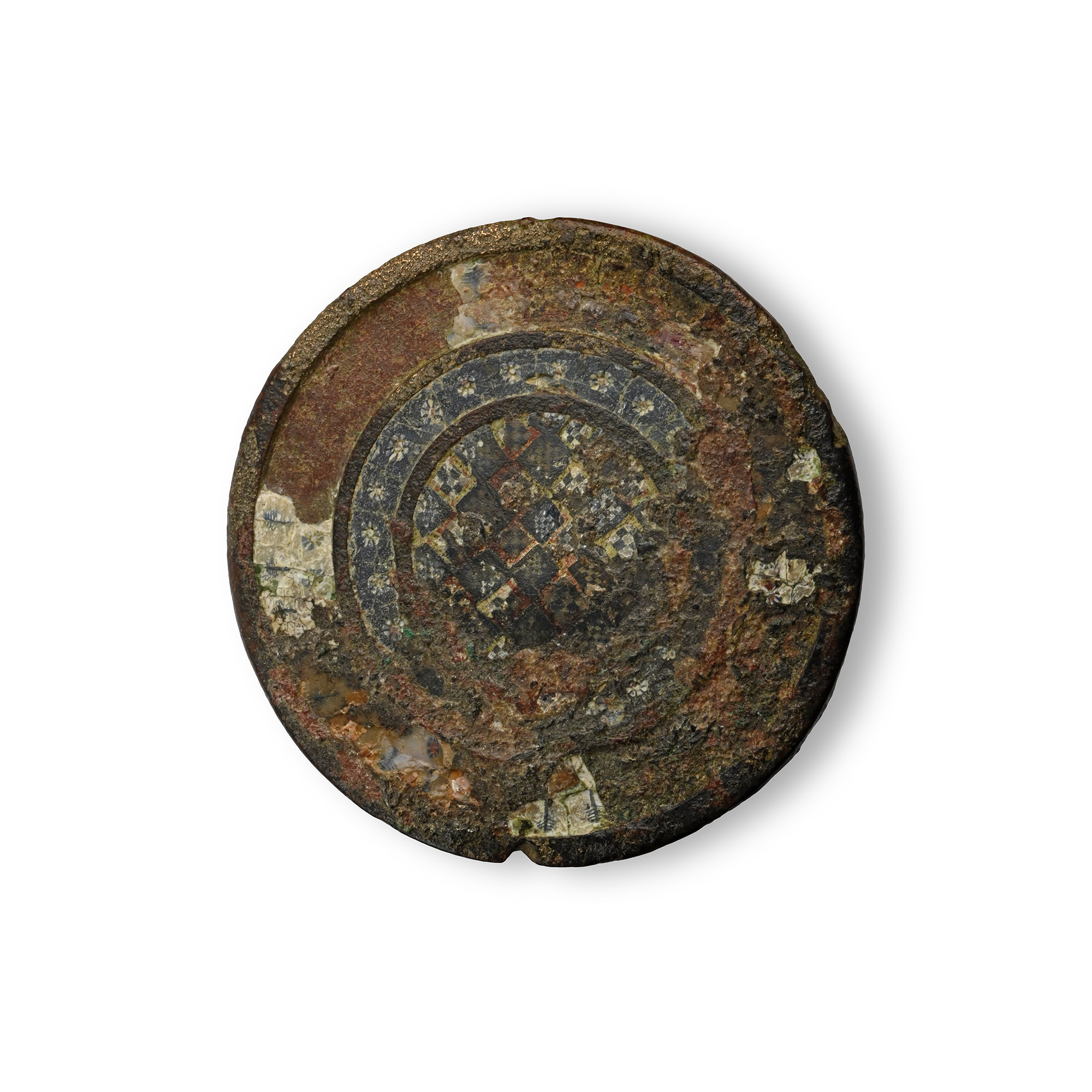 Roman Bronze Plate Mount with Millefiori
