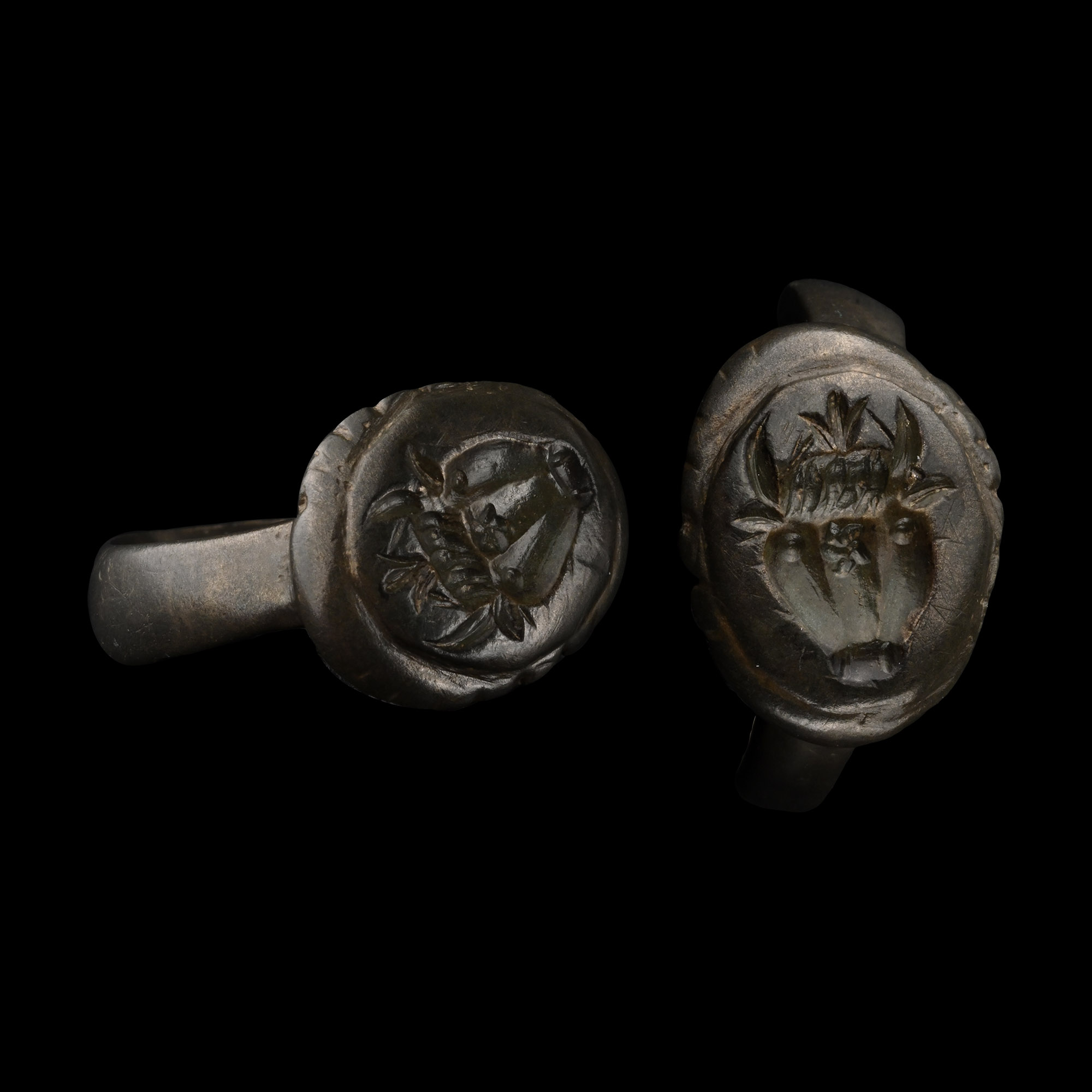 Roman Bronze Signet Ring with Bull's Head