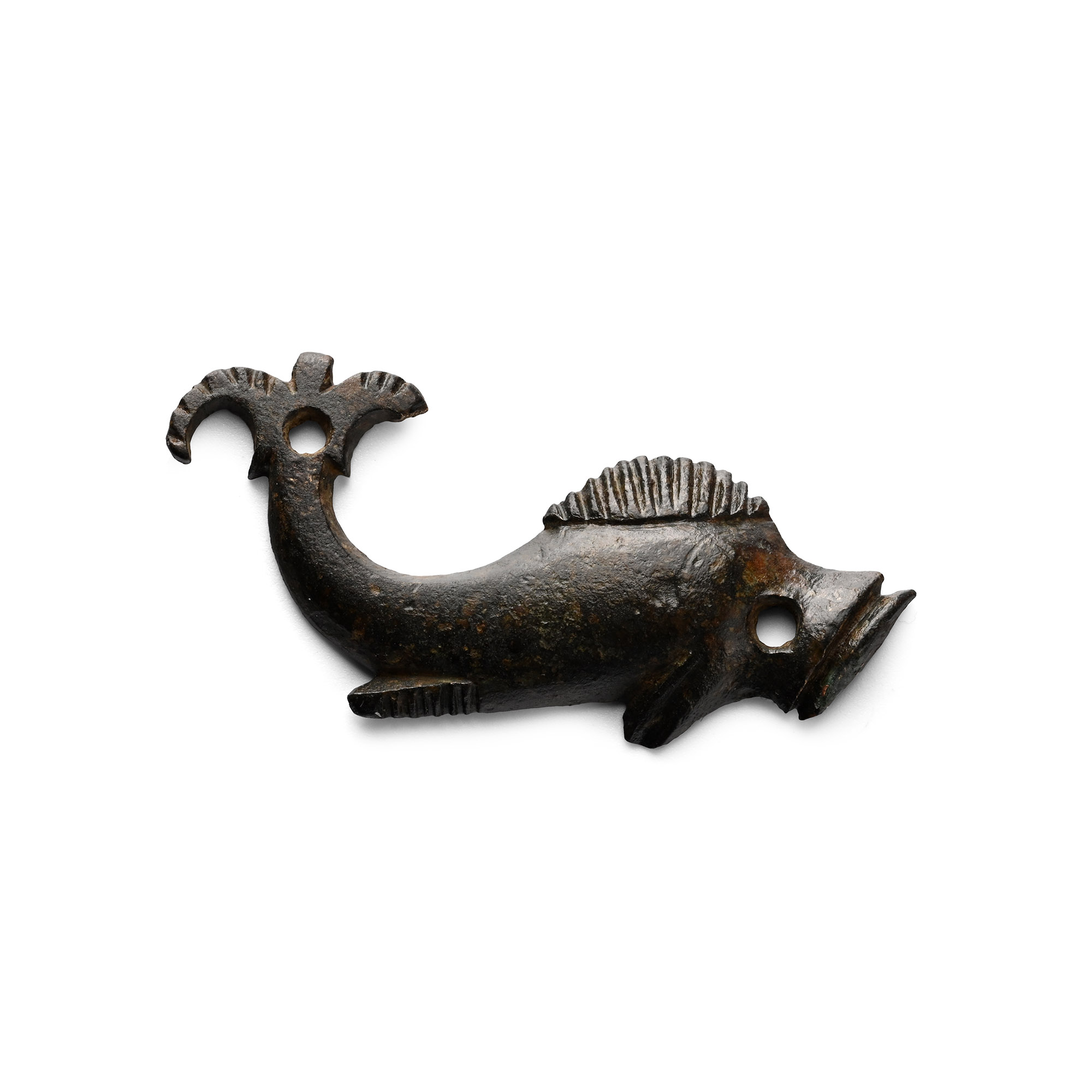 Roman Bronze Dolphin Mount
