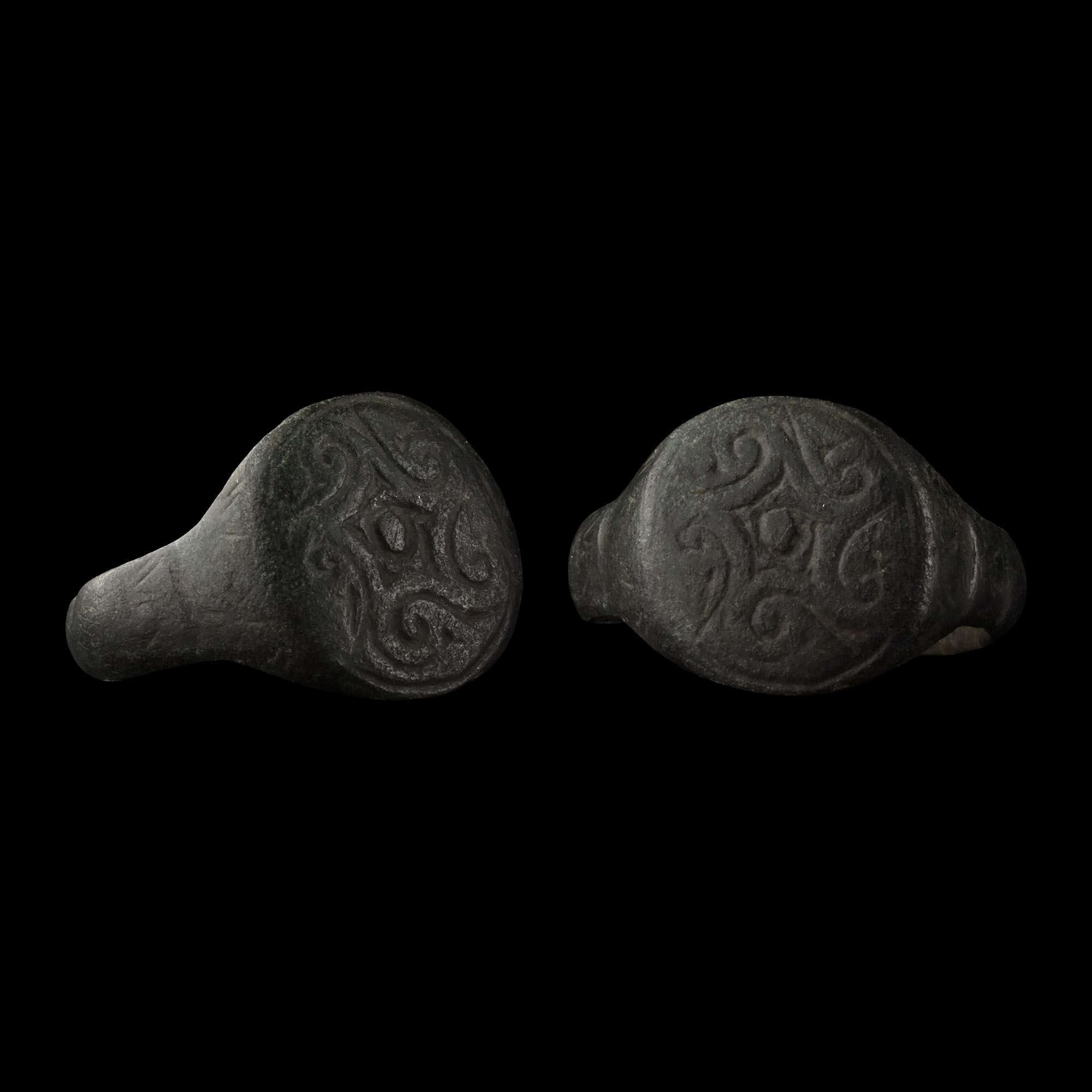 Saxon Period Bronze Ring with Running Scrolls