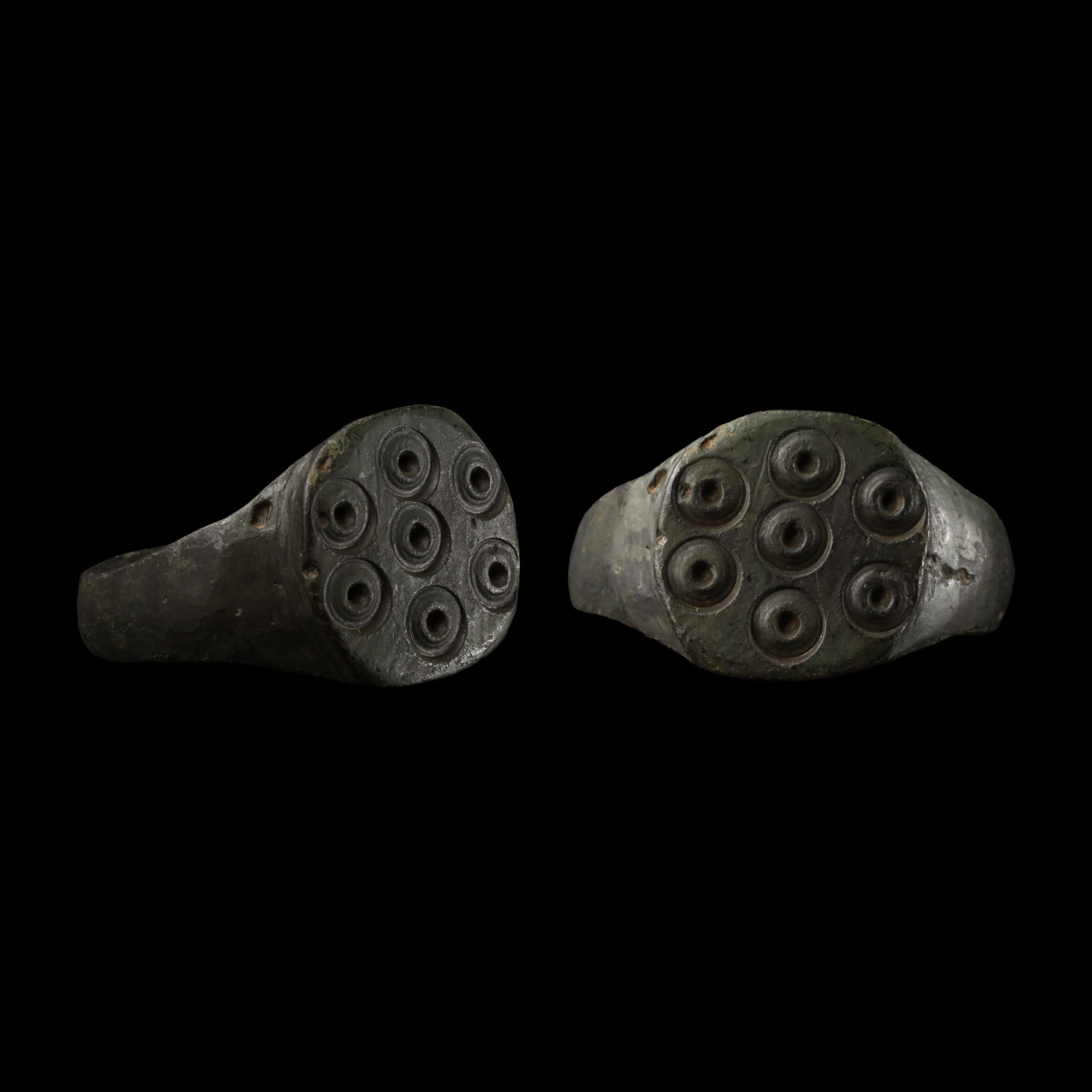 Medieval Bronze Ring with Ring-and-Dot Motifs