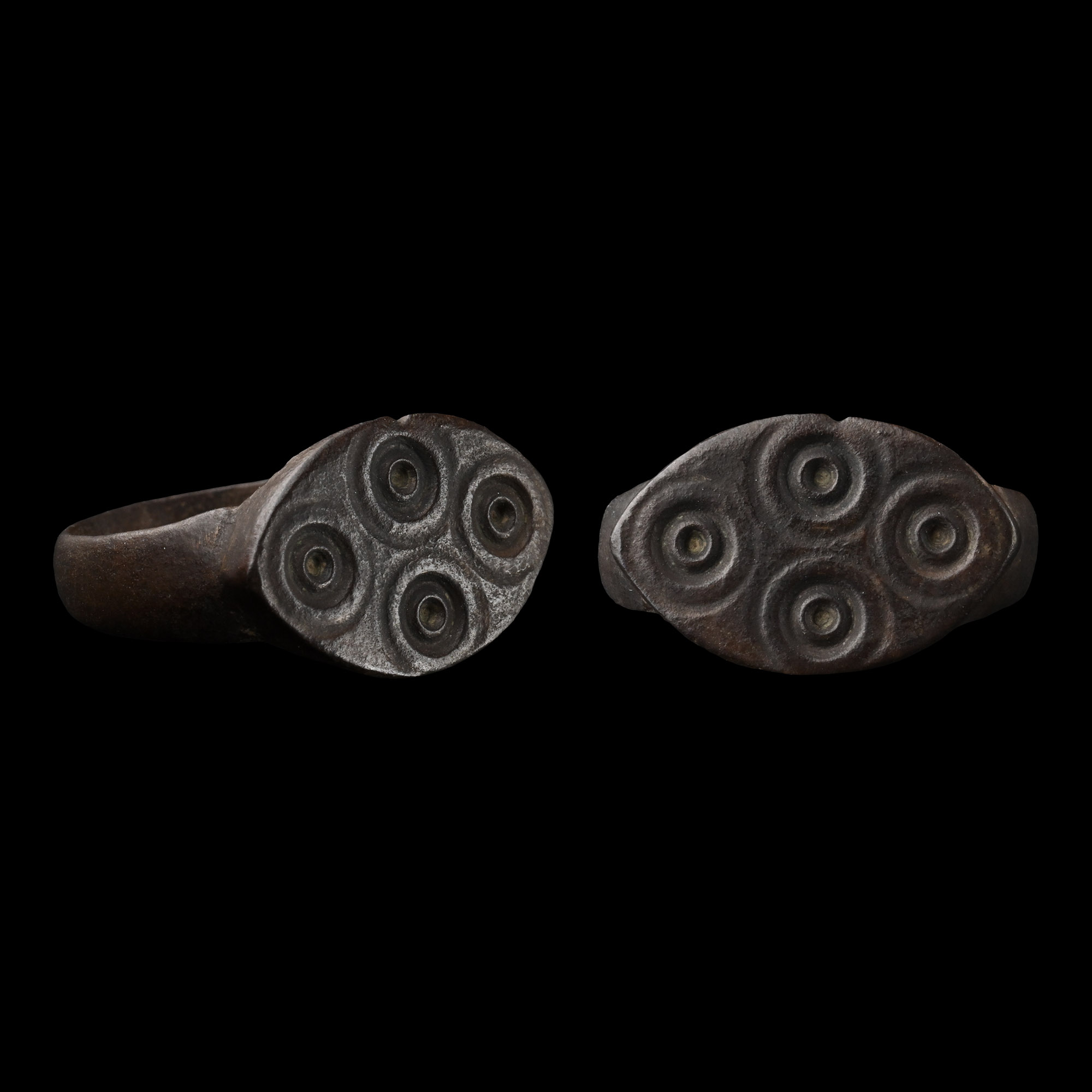 Medieval Bronze Ring with Ring-and-Dot Cross
