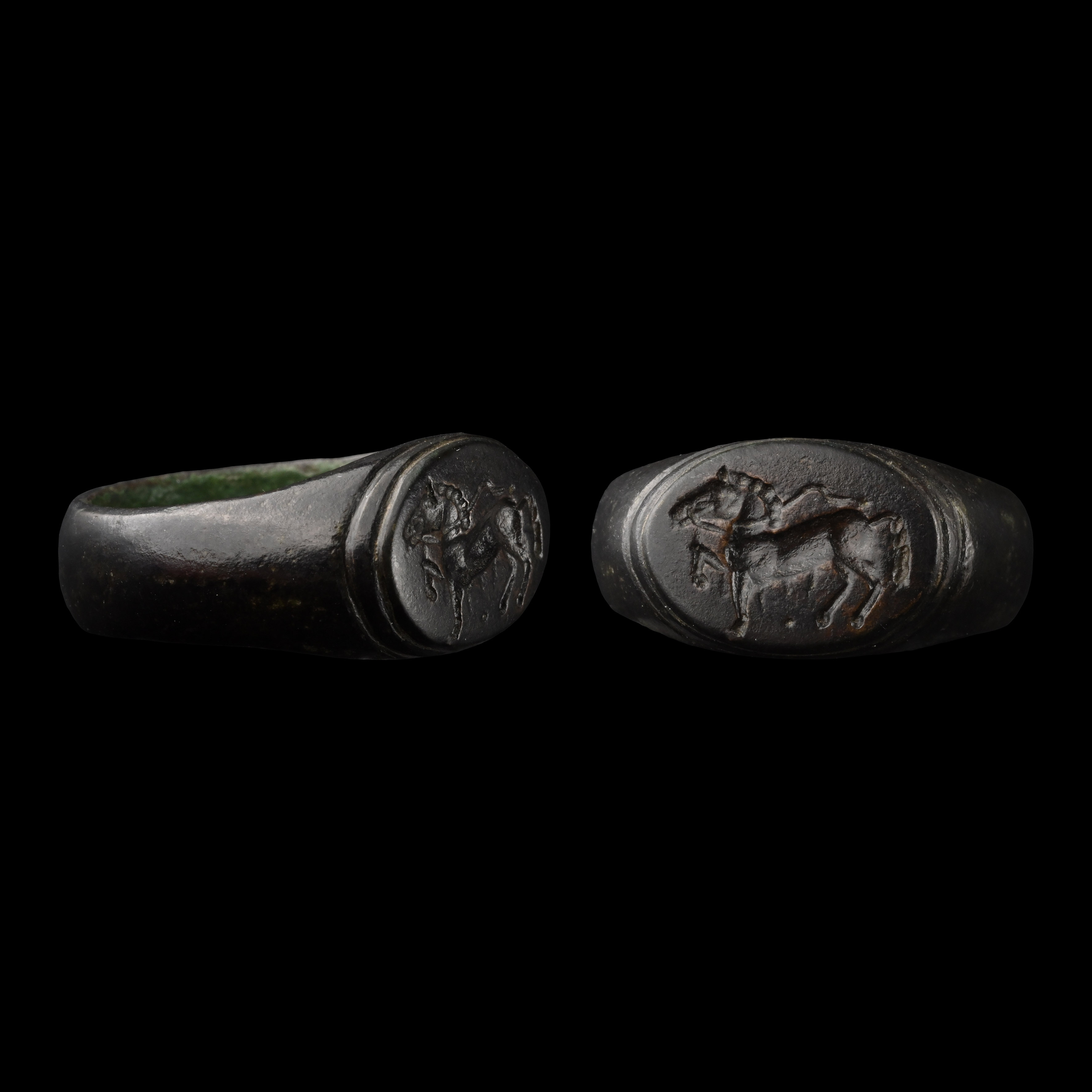 Greek Bronze Ring with Horse