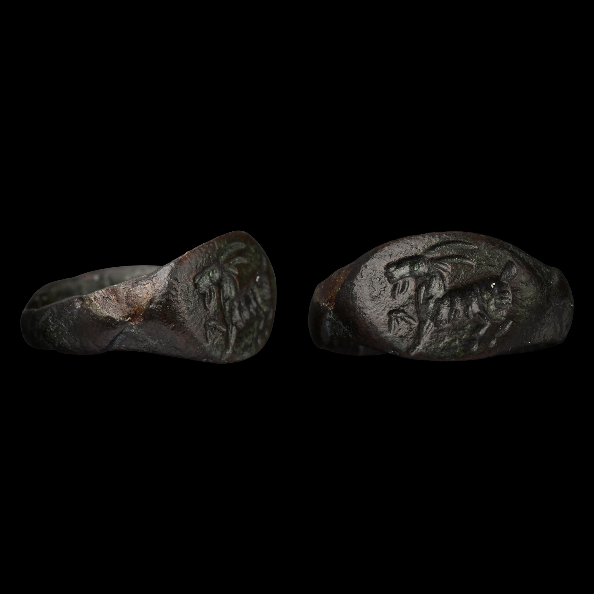 Eastern Greek Bronze Ring with Ibex
