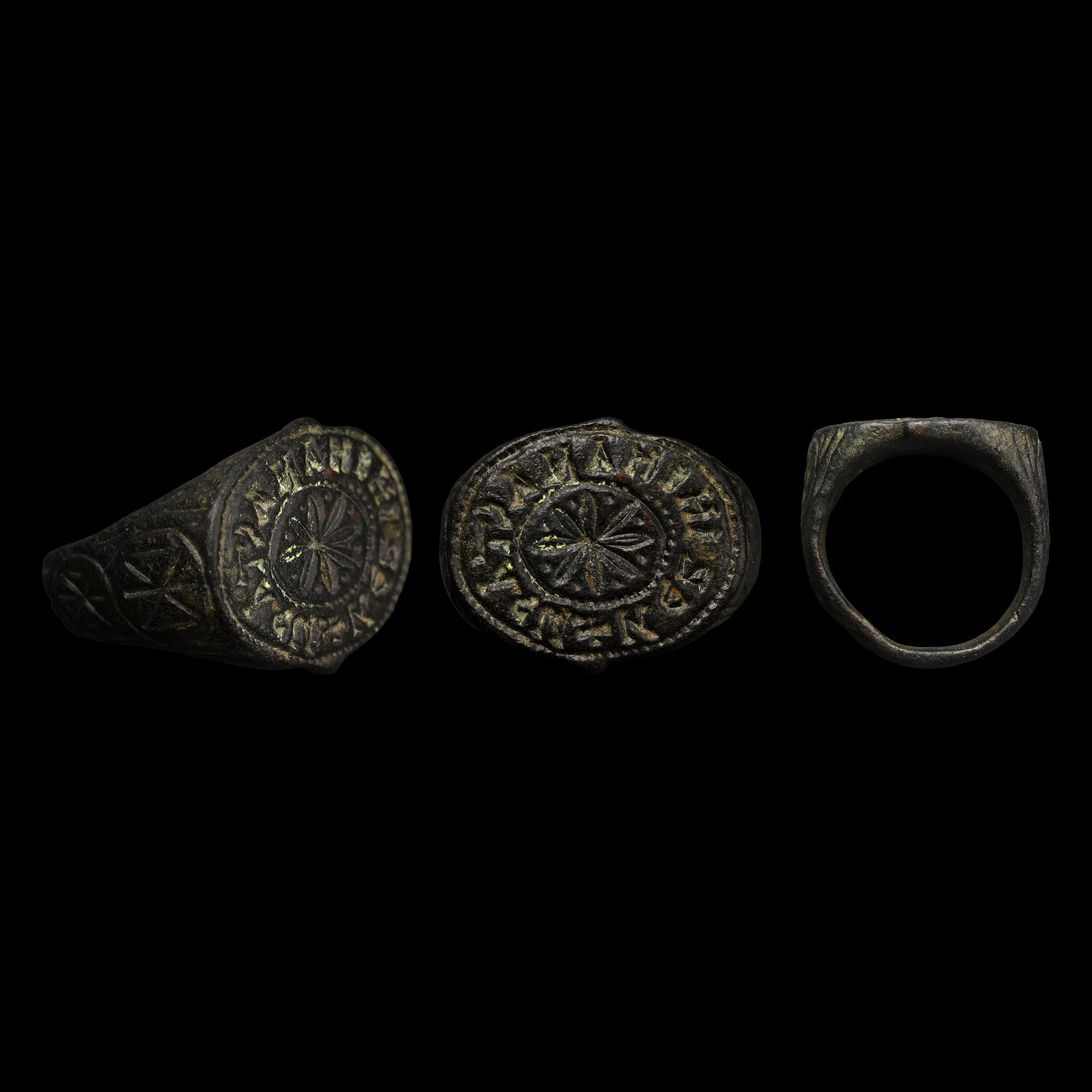Medieval Bronze Ring with Lord, Help Anastasia