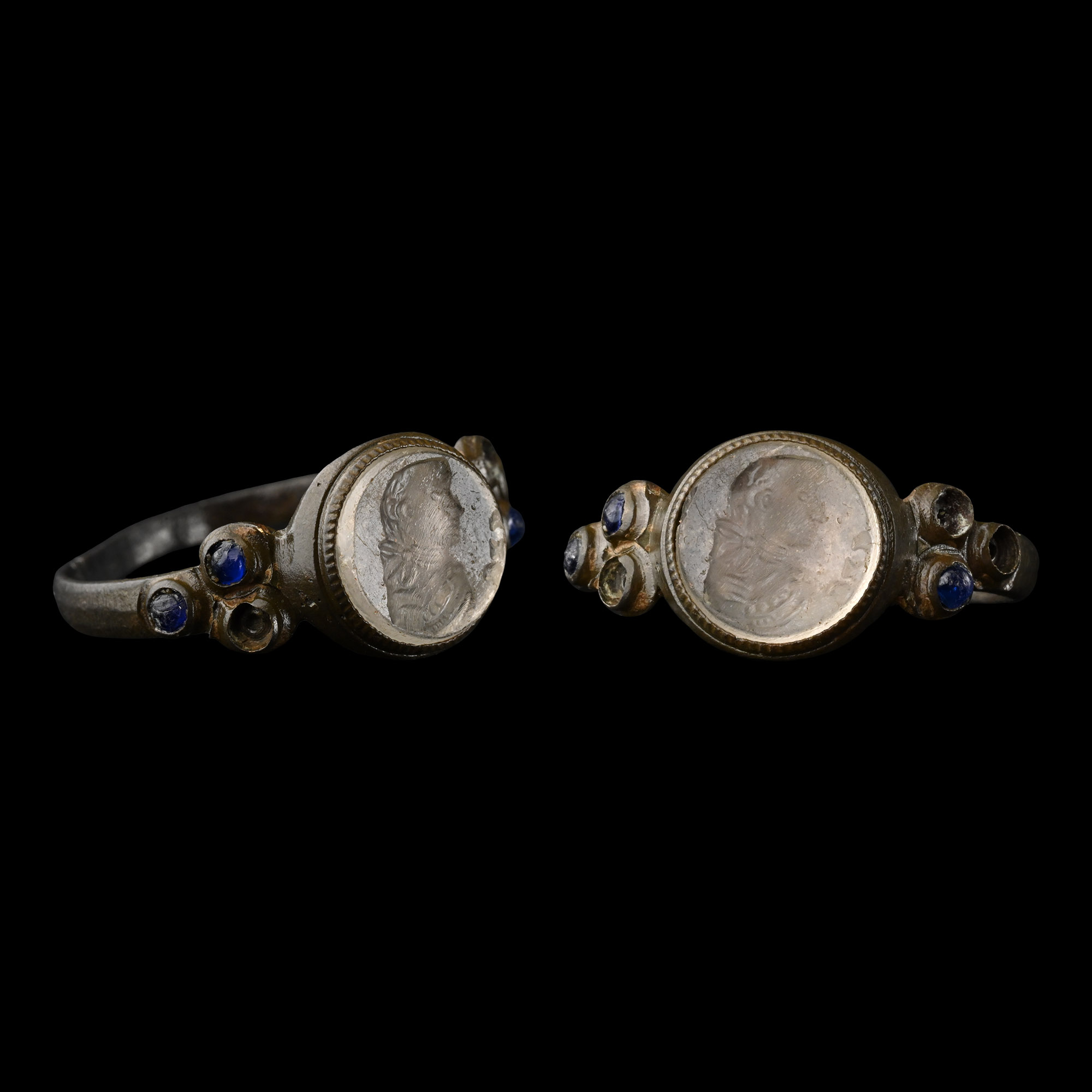 Georgian Bronze Ring with Portrait Gemstone