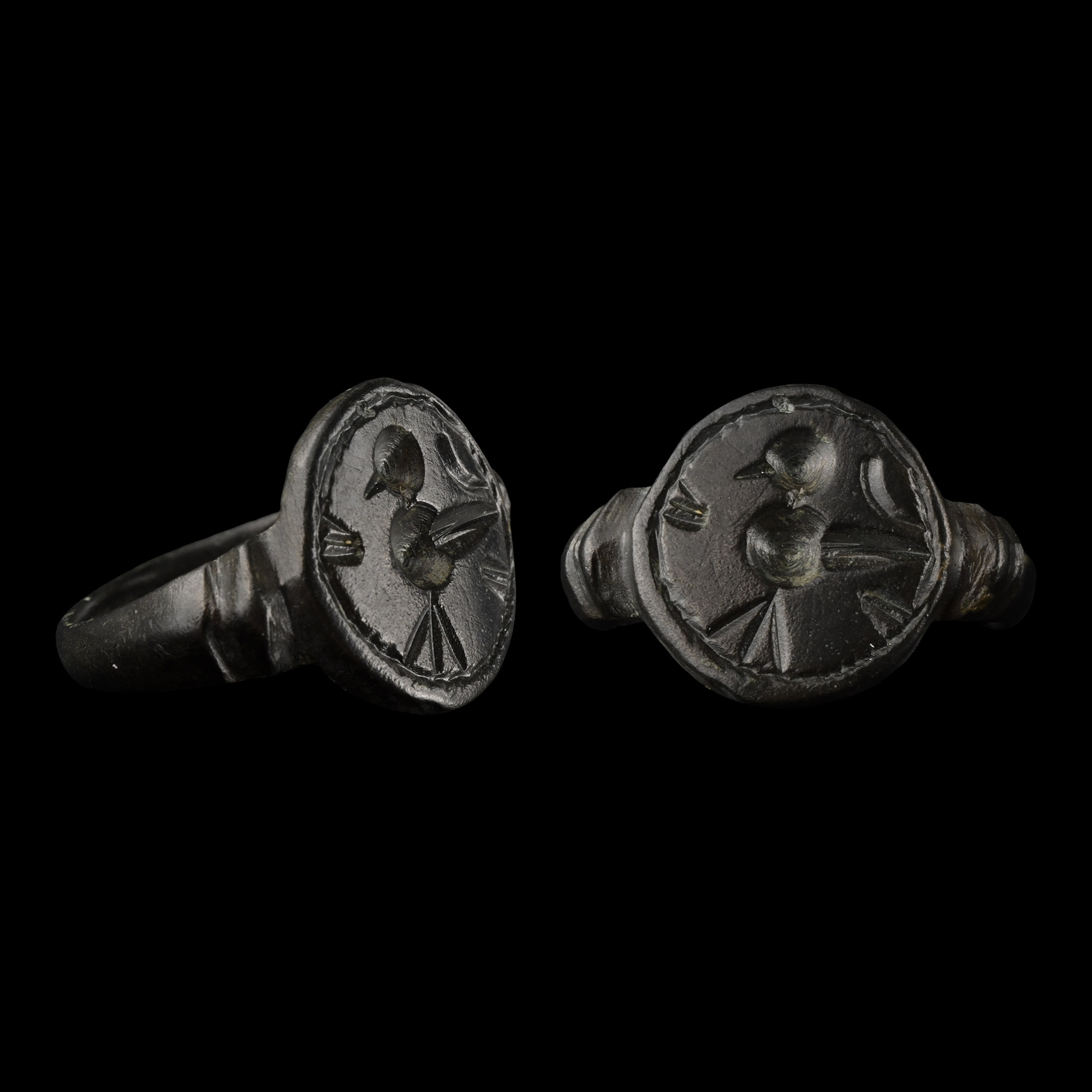 Byzantine Bronze Ring with Bird
