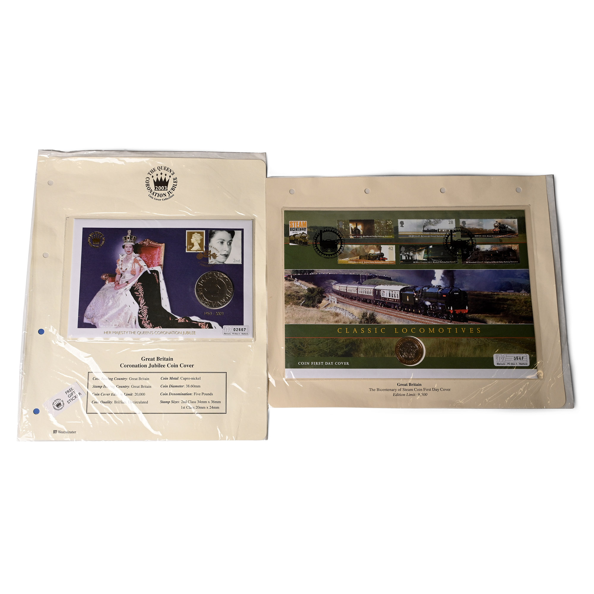 Great Britain. Windsor, Group of Two [2] Elizabeth II Coin and Stamp First Day Covers.