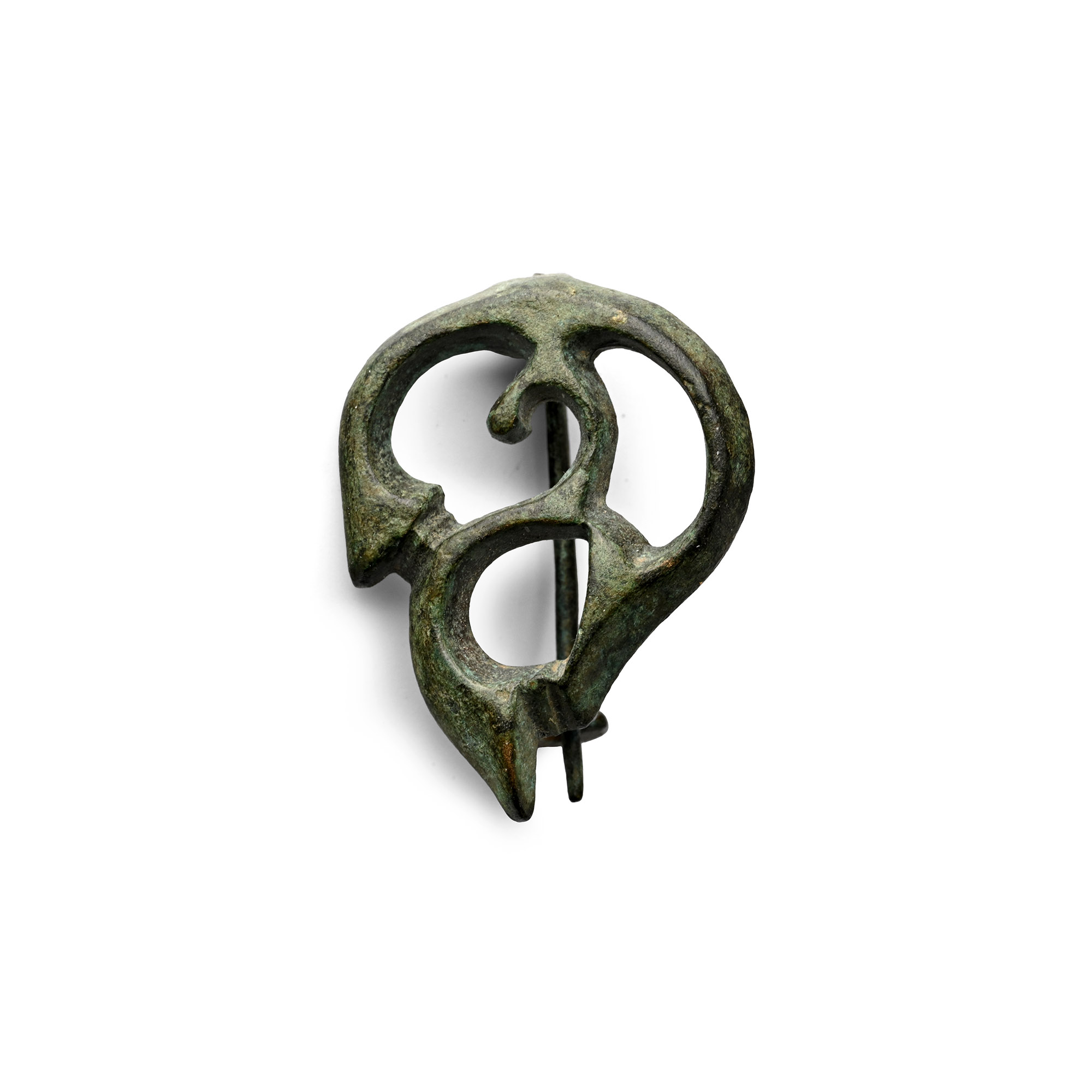 Roman Bronze Trumpet Whorl Brooch