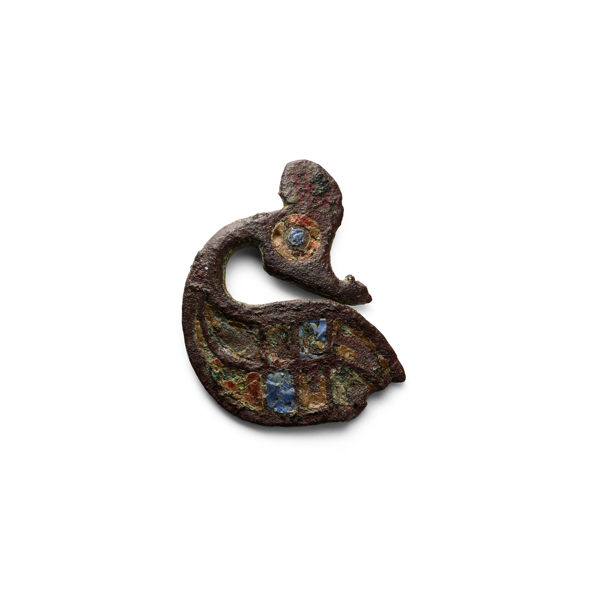 Celtic Enamelled Bronze Dragonesque Brooch