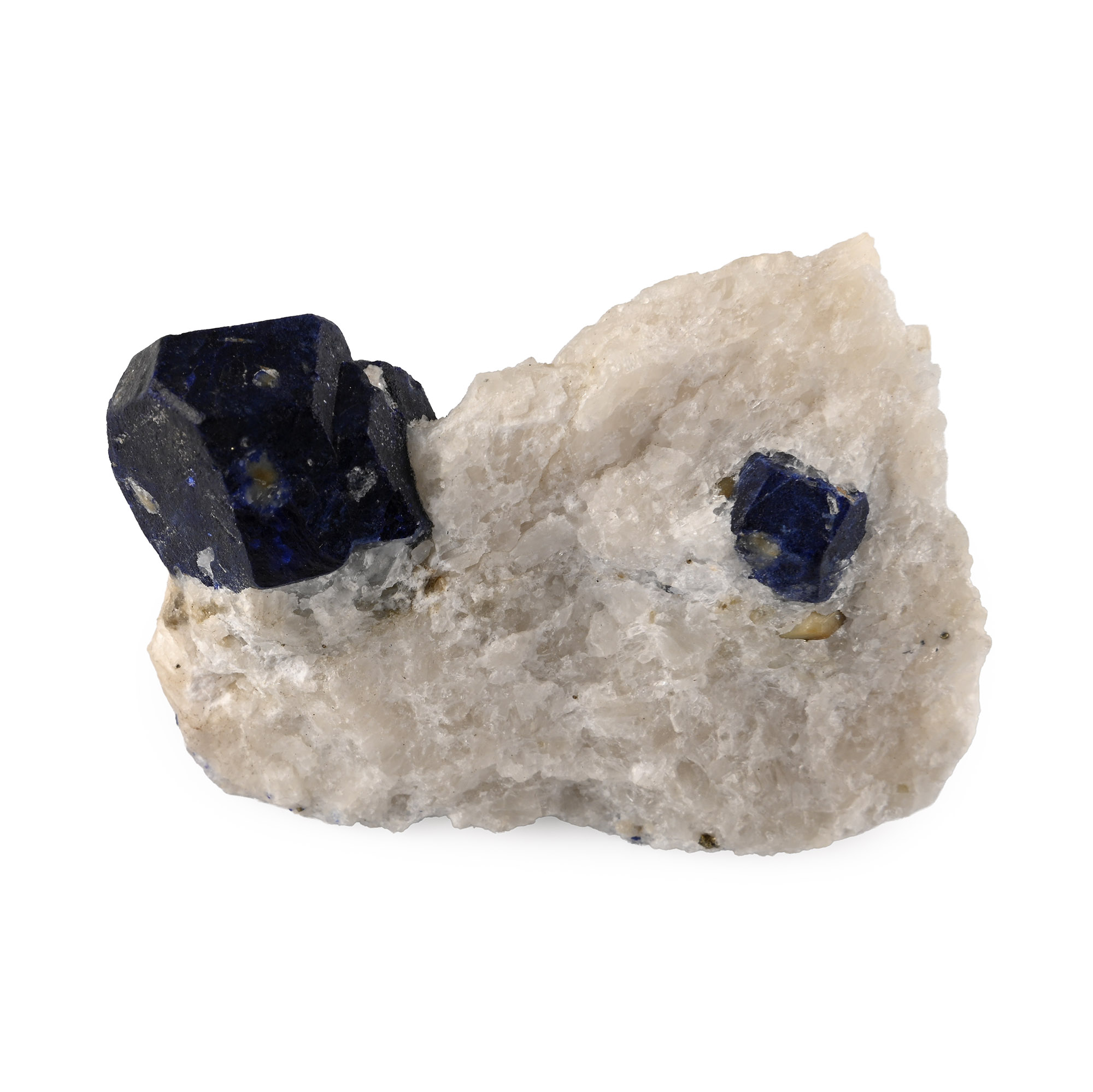 Lazurite Crystals in Marble Mineral Display Specimen