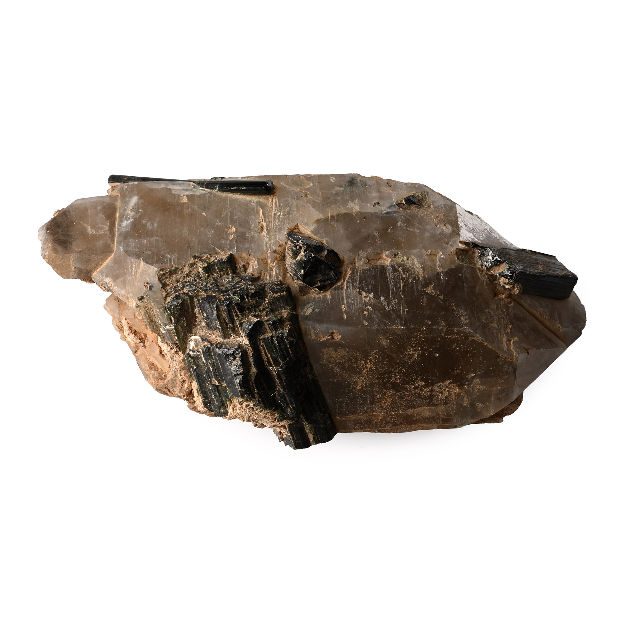 Tourmaline Crystals on Quartz Mineral Display Specimen