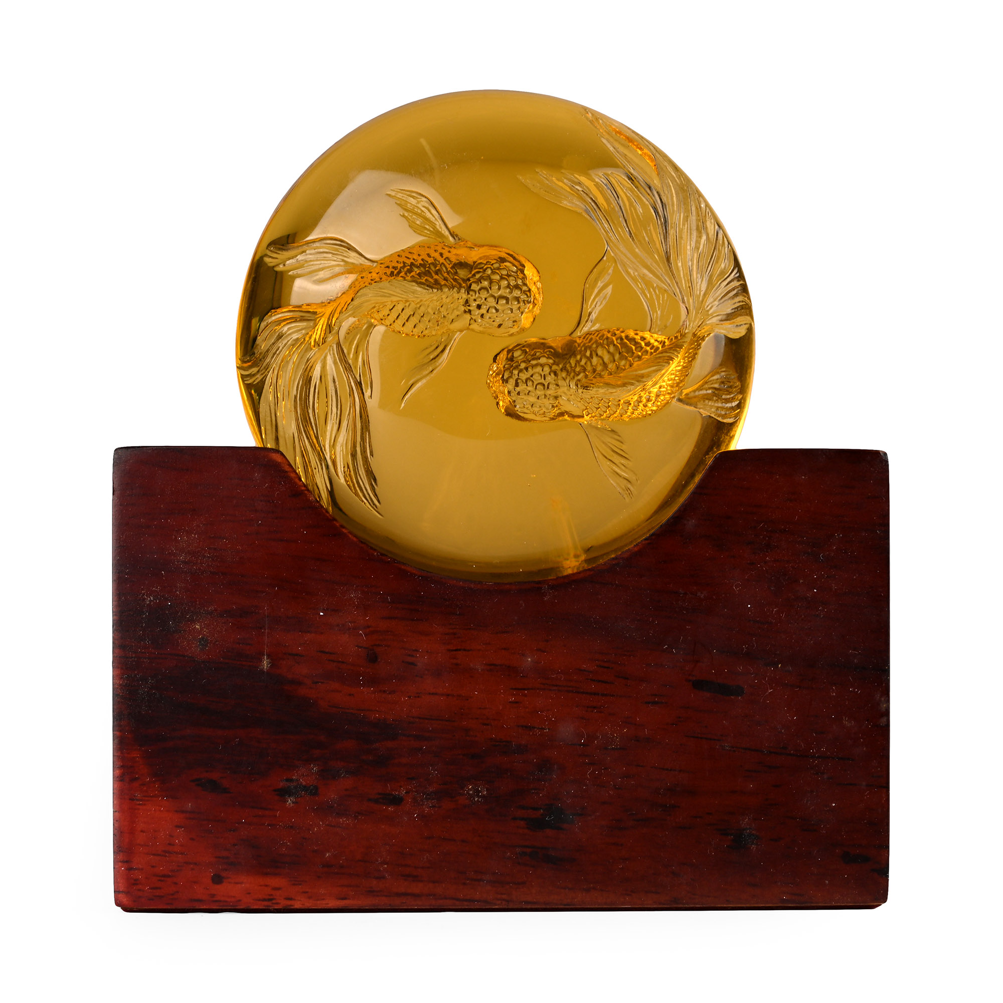 Tittot Amber Glass Art with Fish