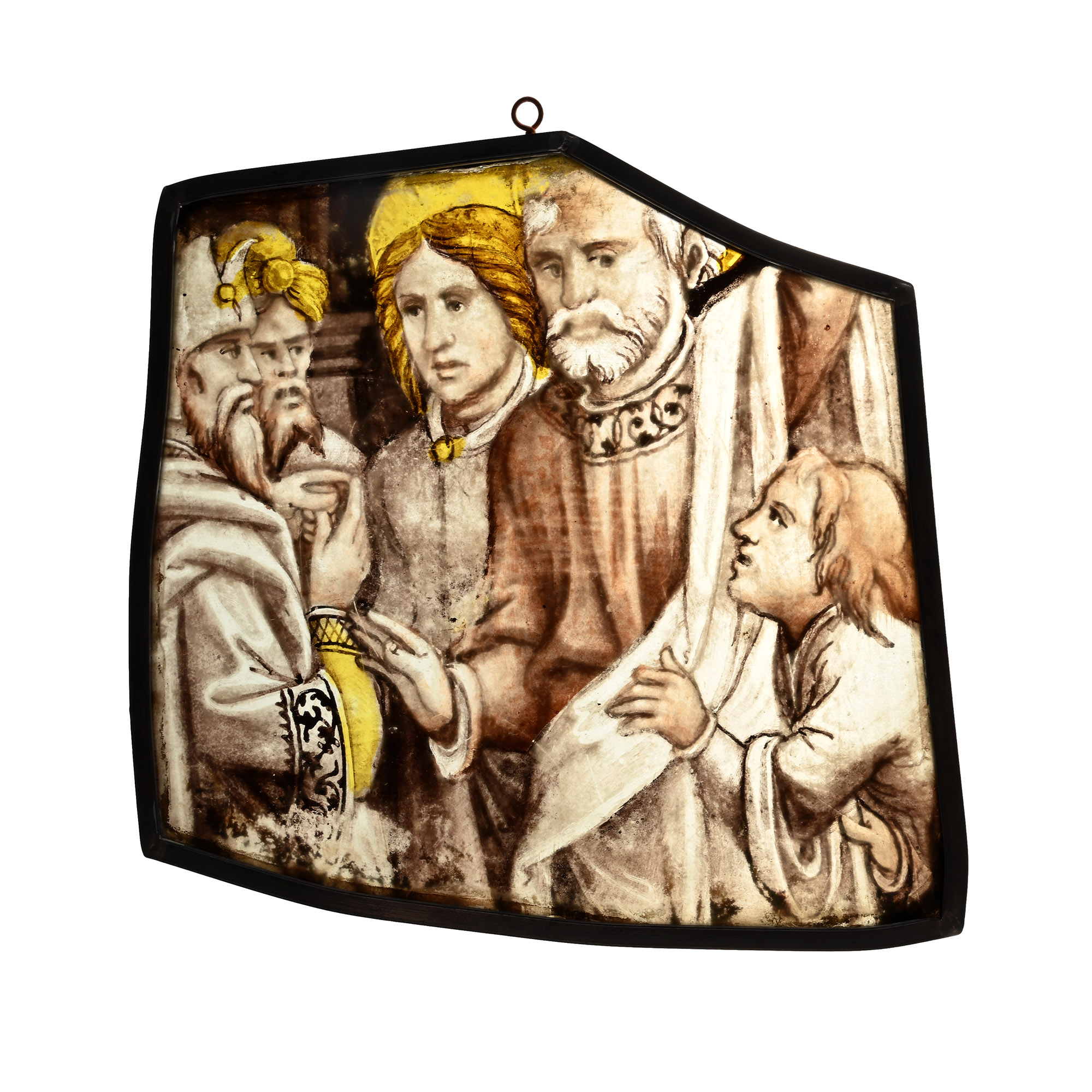 Medieval Stained Glass Panel with Saints