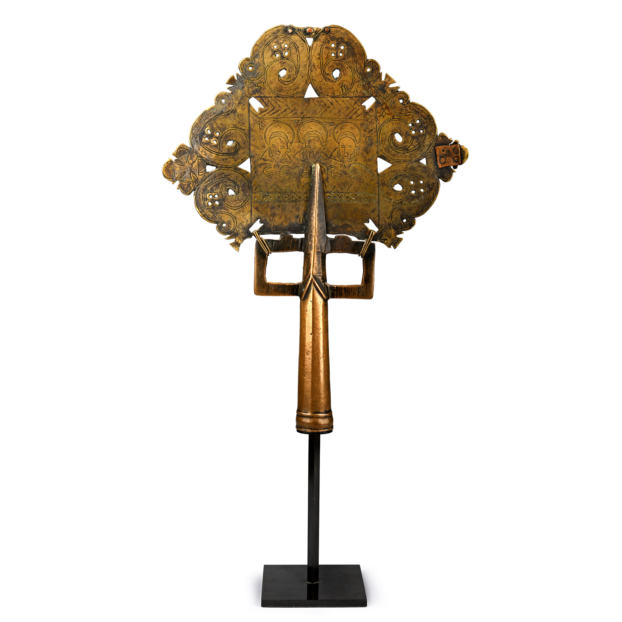 Medieval Brass Cross with The Trinity and Archangels