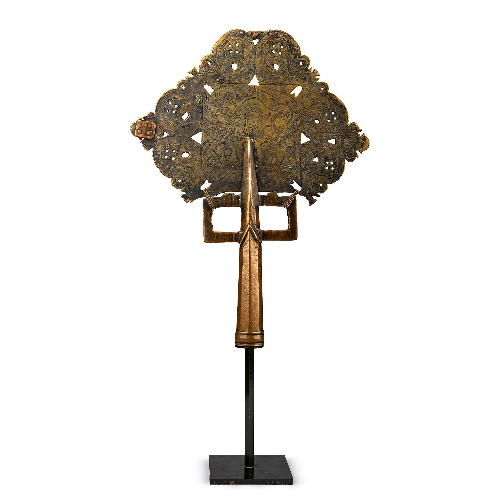Medieval Brass Cross with The Trinity and Archangels