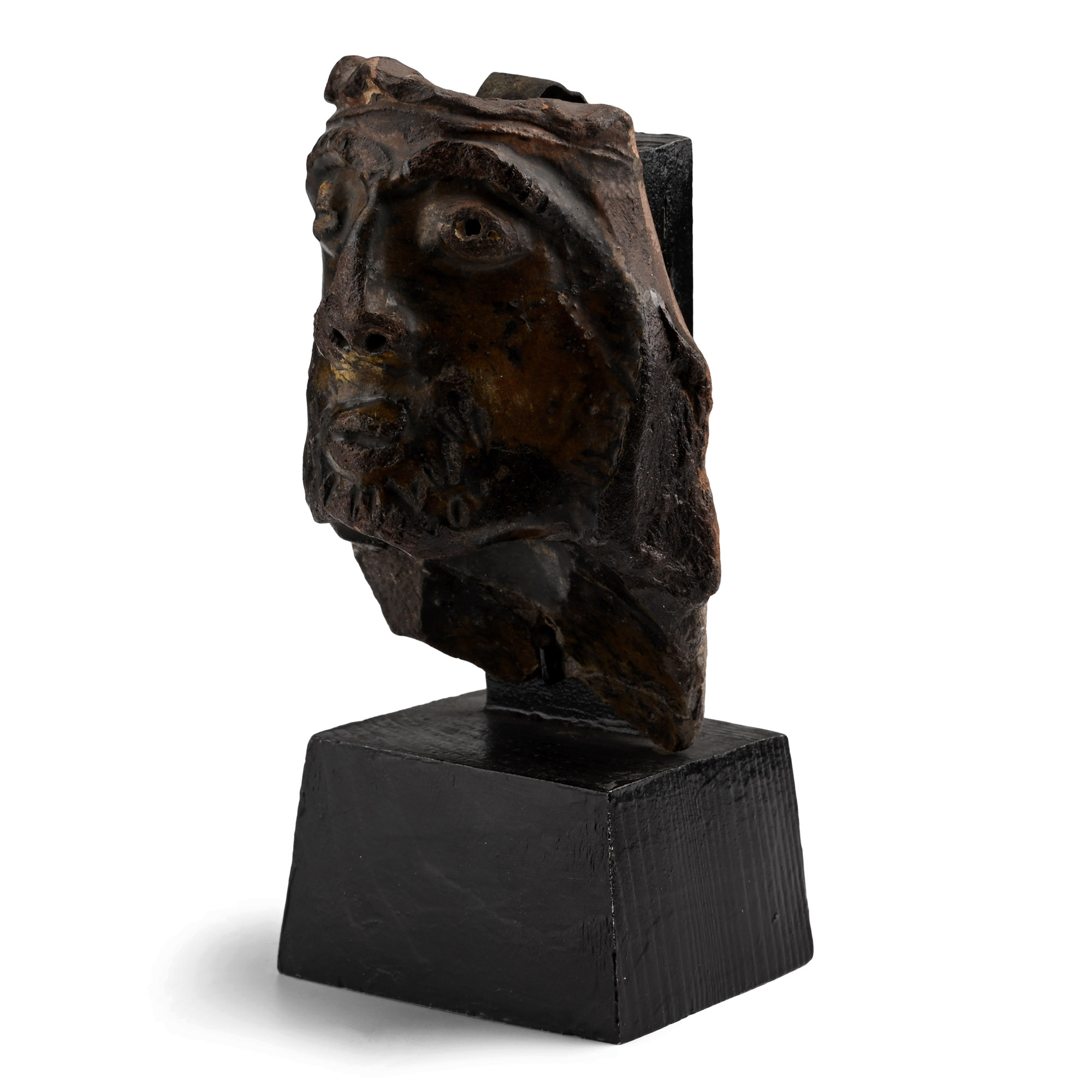 Medieval Head of a King From a Ridge Tile Terminus