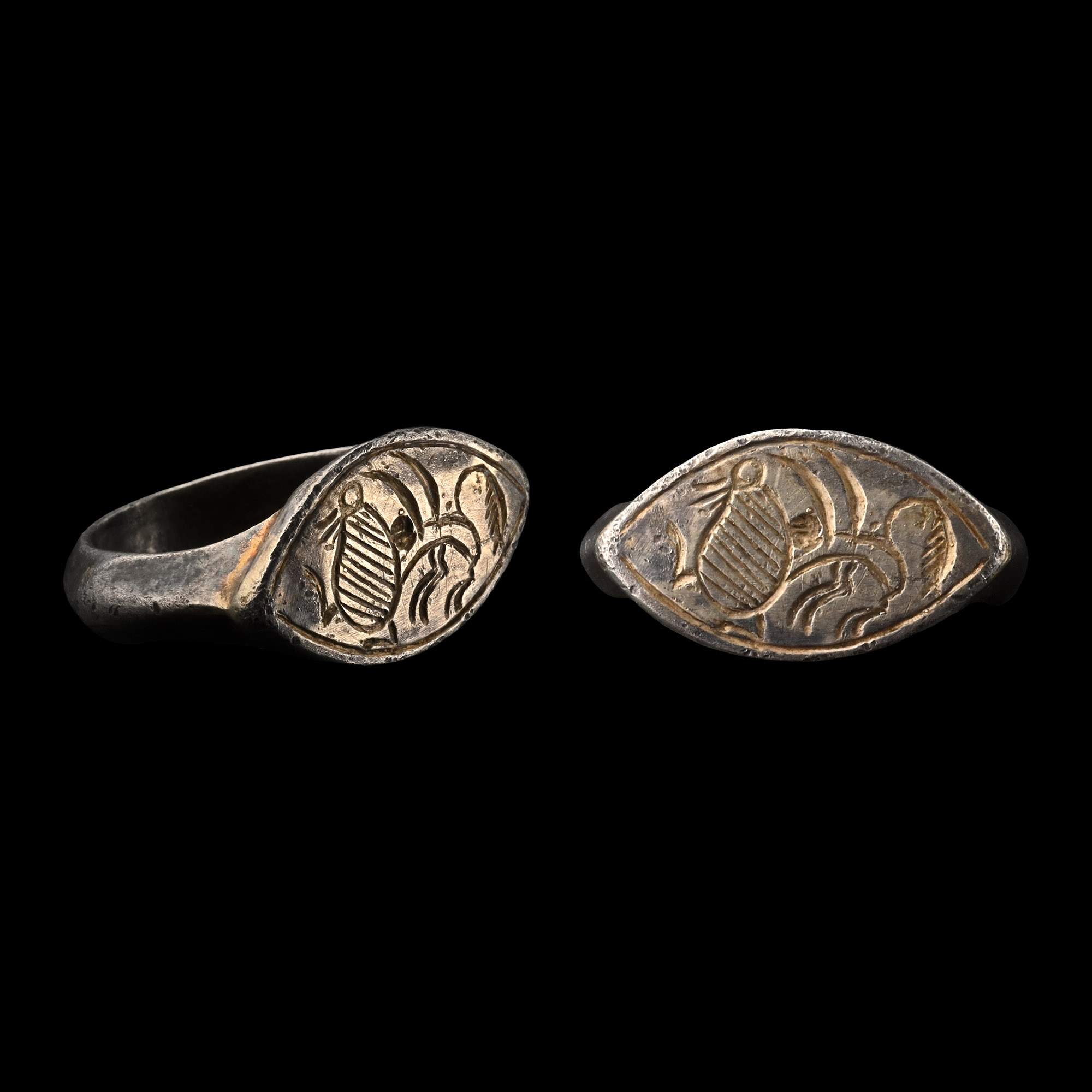 Medieval Silver-Gilt Ring with Stylised Beast