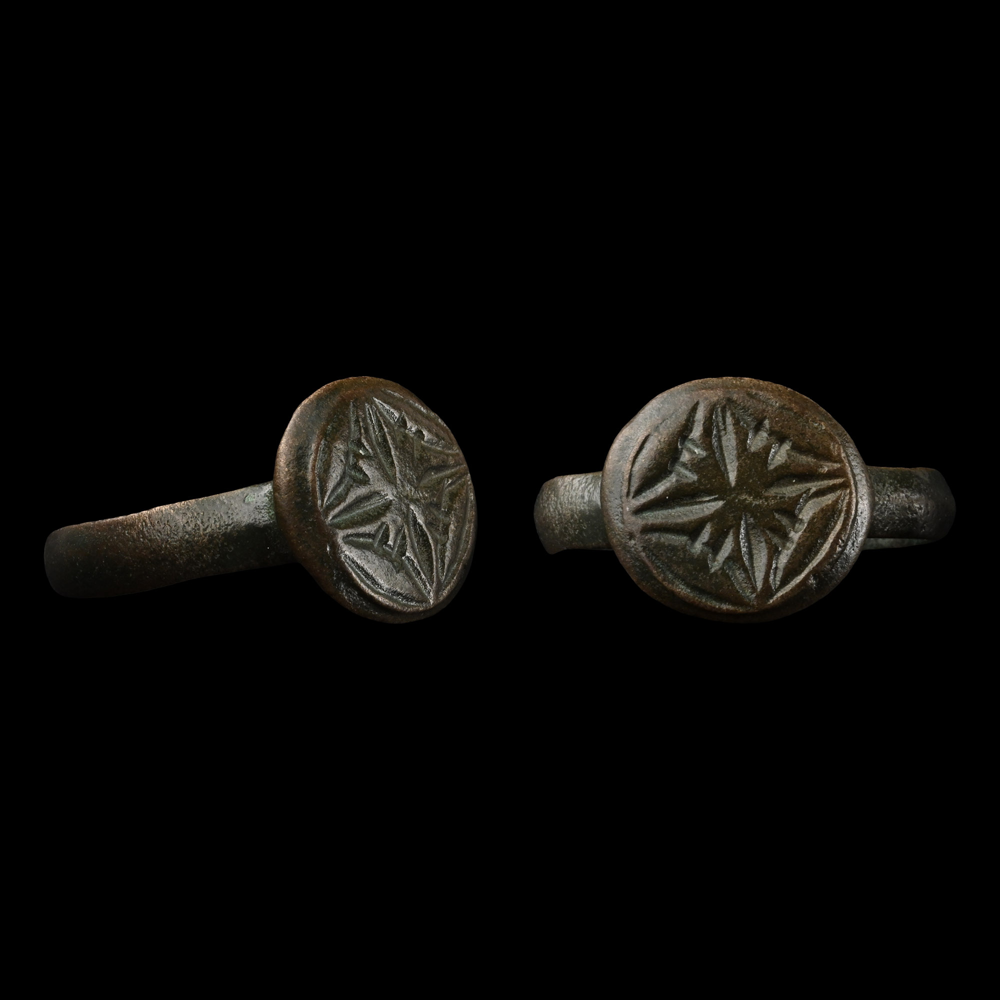 Medieval Bronze Ring with Star Motif